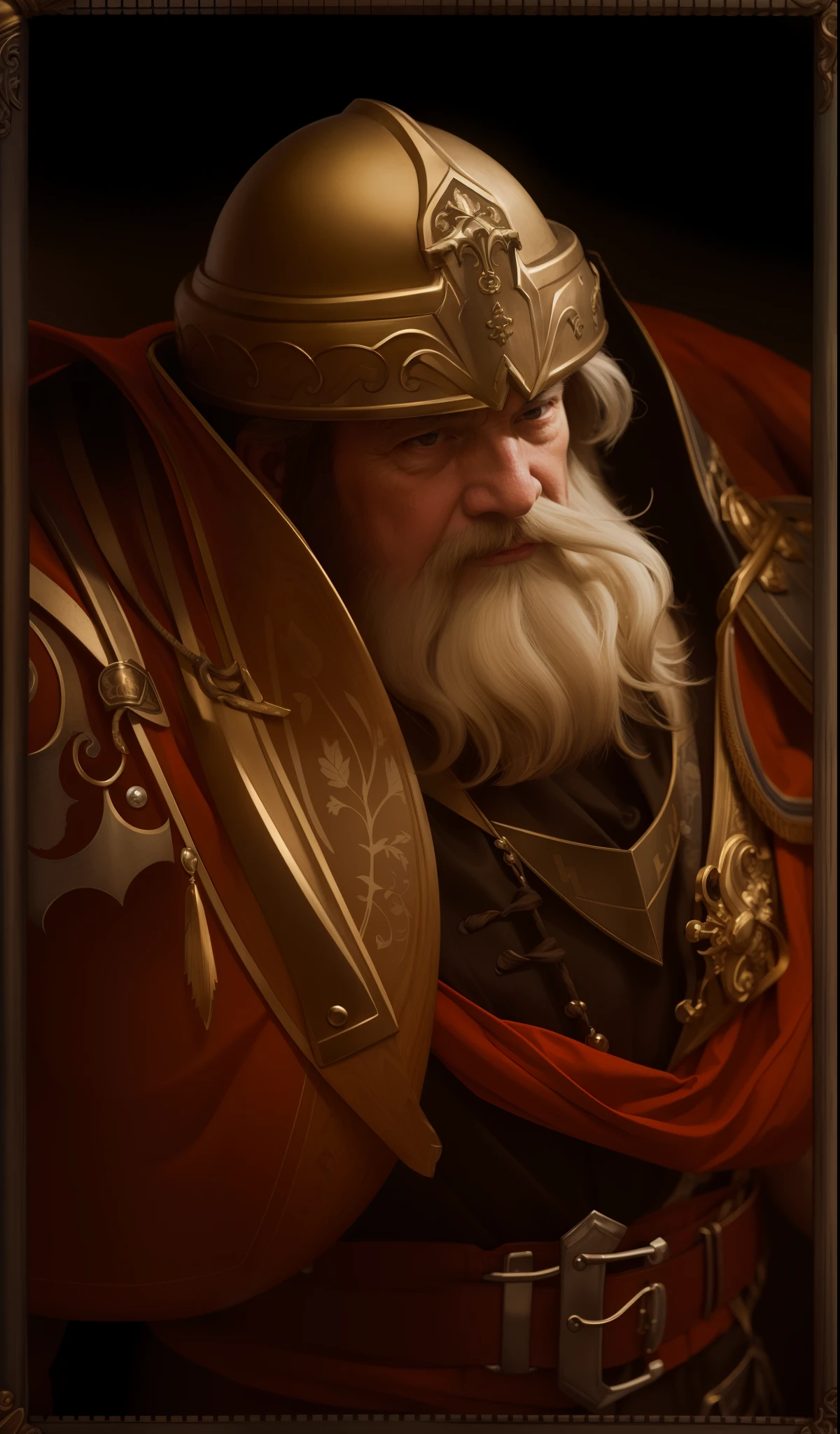masterpiece, high quality, 1man, arafed image of a man with a beard and a helmet, painted portrait of rugged old man, rennaissance masters portrait, (fullplate armor and heavy helmet), male god in full plate armor portrait, portrait of emperor of mankind, dwarven, closeup portrait of an mage, medieval old king, portrait of [sauron|merlin|saruman:0.5], baldur's gate character portrait