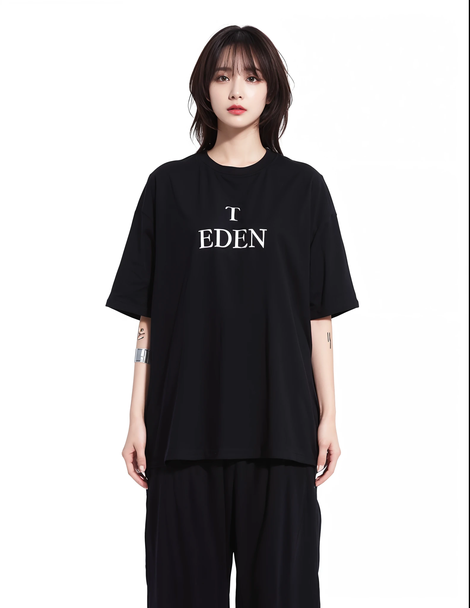 A robotic woman wears this striped shirt.