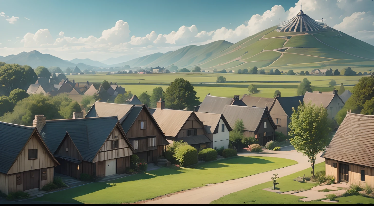 shows the village, with the Whispering Willow in the background.
