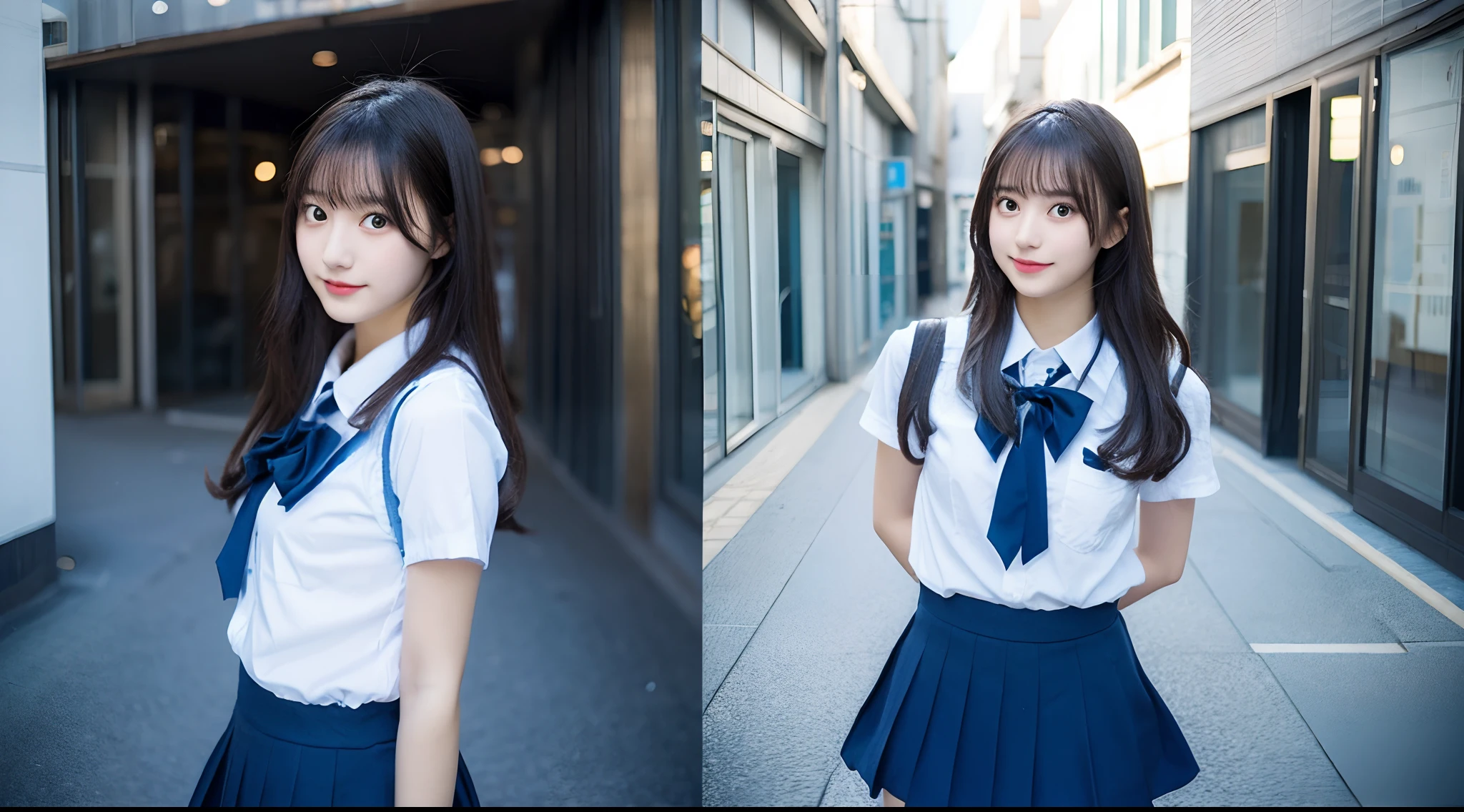 Light blue miniskirt high school girl 18 years old（A dark-haired）
