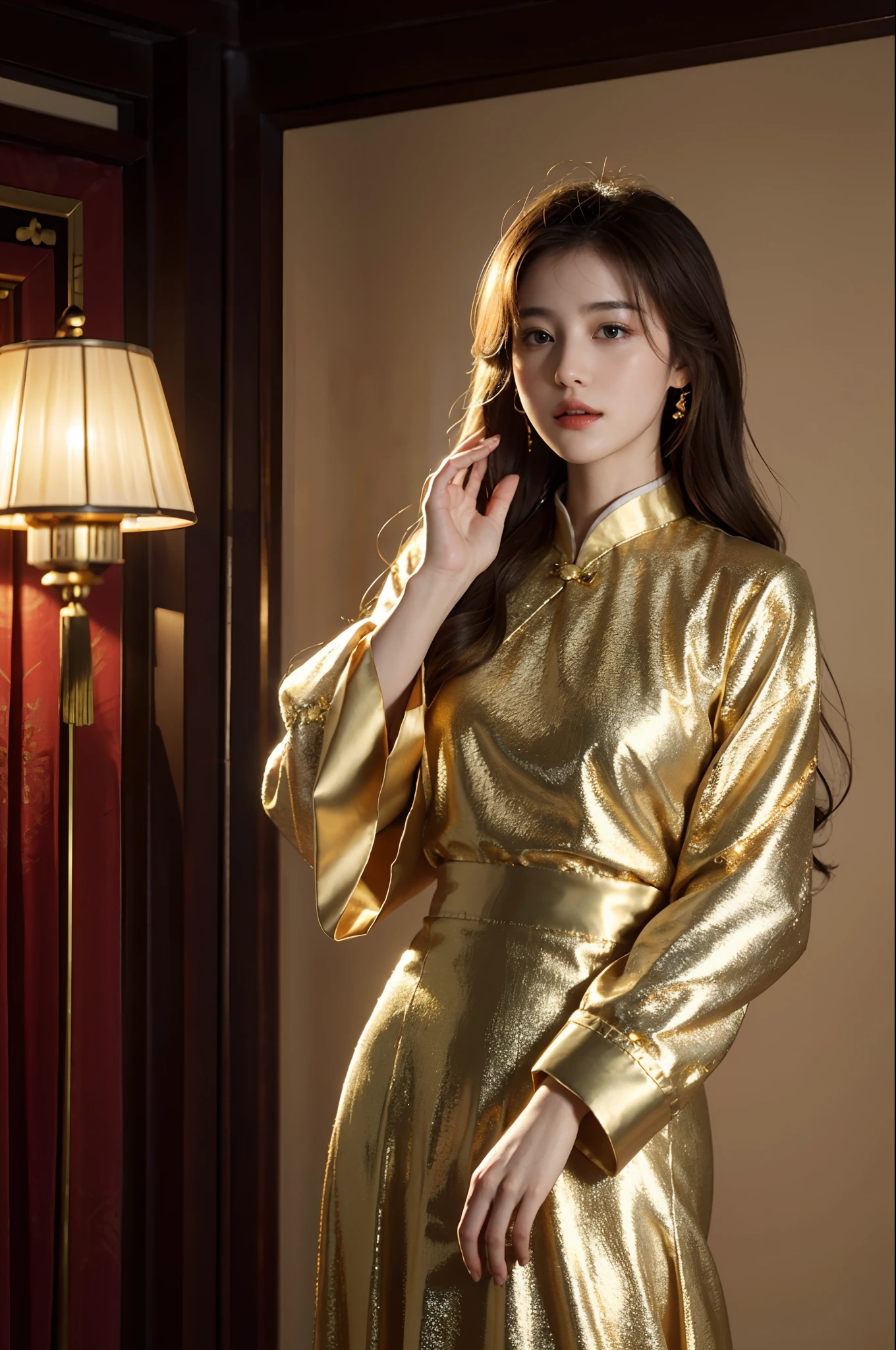 (best quality,4k,8k,highres,masterpiece:1.2),ultra-detailed,(realistic,photorealistic,photo-realistic:1.37),portrait of Jisoo from Blackpink, a woman in a short skirt and top posing for a picture. Jisoo is the main focus of the artwork, capturing her beauty and confidence. Her eyes are beautifully detailed, and her lips are full and captivating. The entire composition should reflect a realistic and immersive experience. The medium used for this artwork is a combination of traditional oil painting and digital rendering techniques. The details of the painting should be extremely intricate, with each stroke and color carefully crafted. The colors used should be vibrant and vivid, reflecting Jisoo's vibrant personality. The lighting should enhance her features and create a warm and inviting atmosphere. The background should be simple and elegant, allowing Jisoo to stand out. The overall style should be inspired by the works of Huang Ji and Ruan Jia, known for their stunning portraits and attention to detail. Additionally, the artwork should take inspiration from the traditional Chinese clothing and the concept of xianxia, combining the elements of ancient and modern aesthetics.