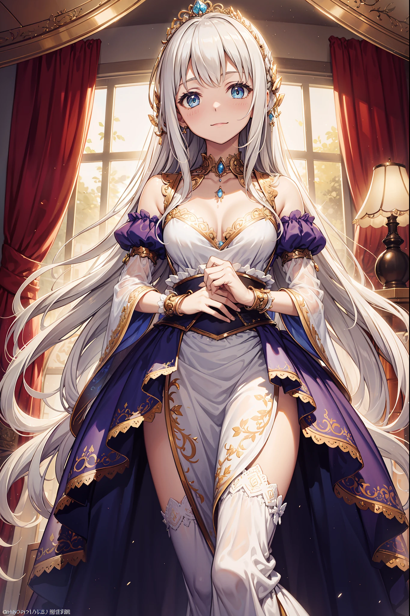 ((Best quality))), ((Ultra-detailed)), ((illustration)), ((Disheveled hair)), ((frilld)), (1 girl), (Solo),,1girl, arabian_clothes, bare_shoulders, blonde_hair, blue_eyes, breasts, bridal_gauntlets, full_body, jewelry, long_hair, mask, midriff, mouth_veil, navel, necklace, pants, solo, veil, rating:safe, arm_warmers, blue_footwear, card, card_(object), choker, cleavage, dress, female, hair_ornament, hand_up, holding, holding_card, holding_object, looking_at_viewer, makaria, small_breasts, standing, standing_on_one_leg, sun_hair_ornament,
gray_hair, blue_eyes,

