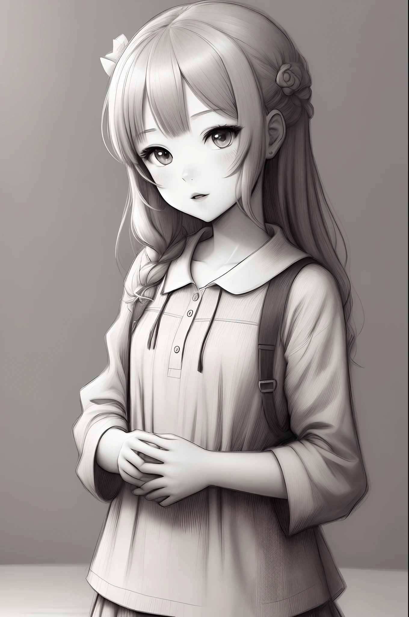 Cute anime girl drawing sketch