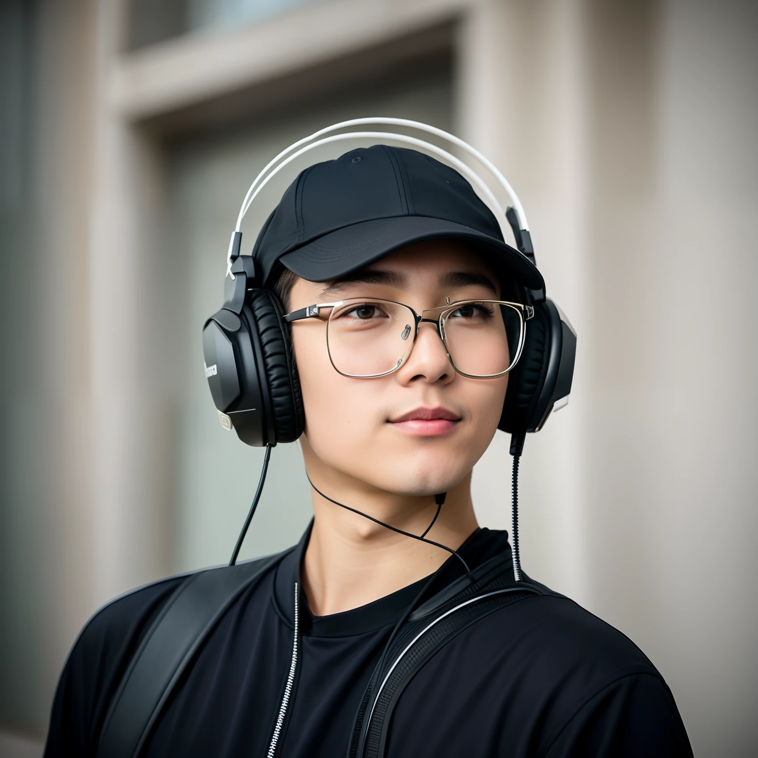 Realistic picture cute short hair there is a man wearing headphones and a baseball cap, headshot profile picture, with head phones, with headphones, twitch streamer / gamer ludwig, halfbody headshot, yanjun chengt, high quality portrait, headshot photo, 1 / 4 headshot, headshot portrait, profile picture 1024px, xintong chen, taken in the early 2020s