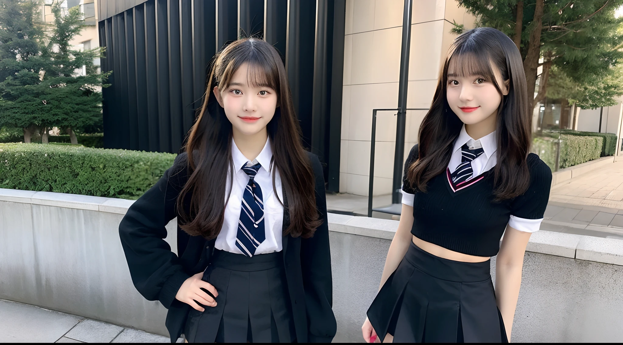 18-year-old high school girl in a black miniskirt