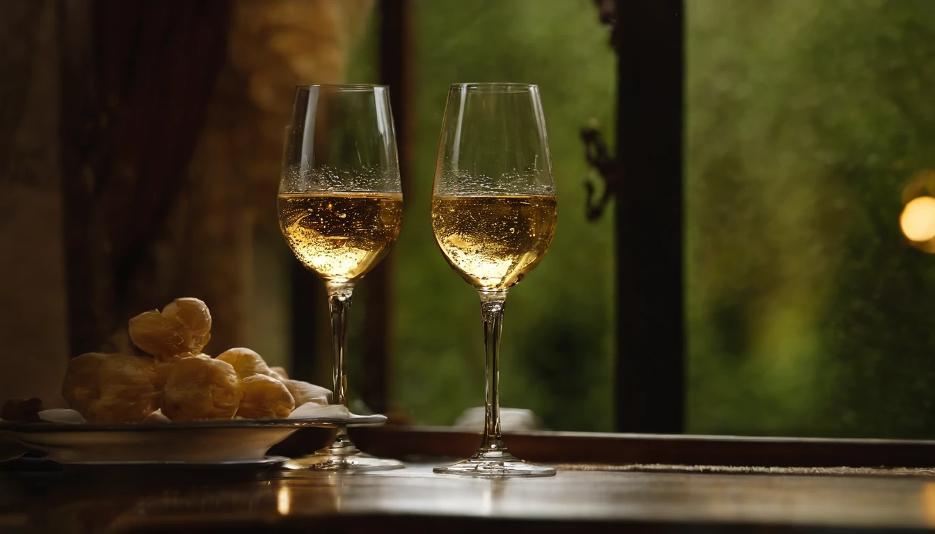 Pouring the laurel sweet alcohol,Close-up 30-degree, ((elevation angle)),Golden amber wine body,warm lights,glass,iced,Wooden table base,best qualtiy