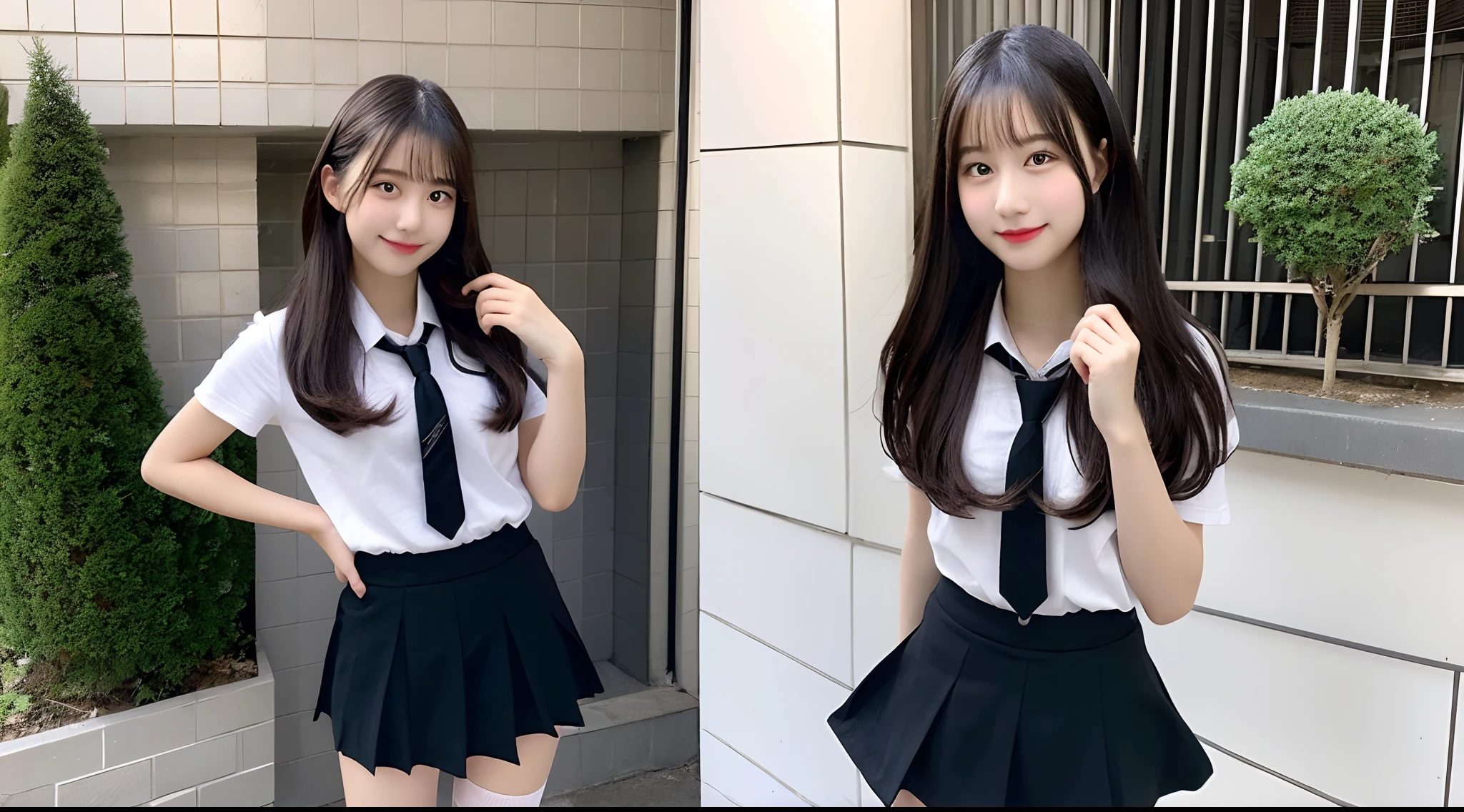 18-year-old high school girl in black miniskirt