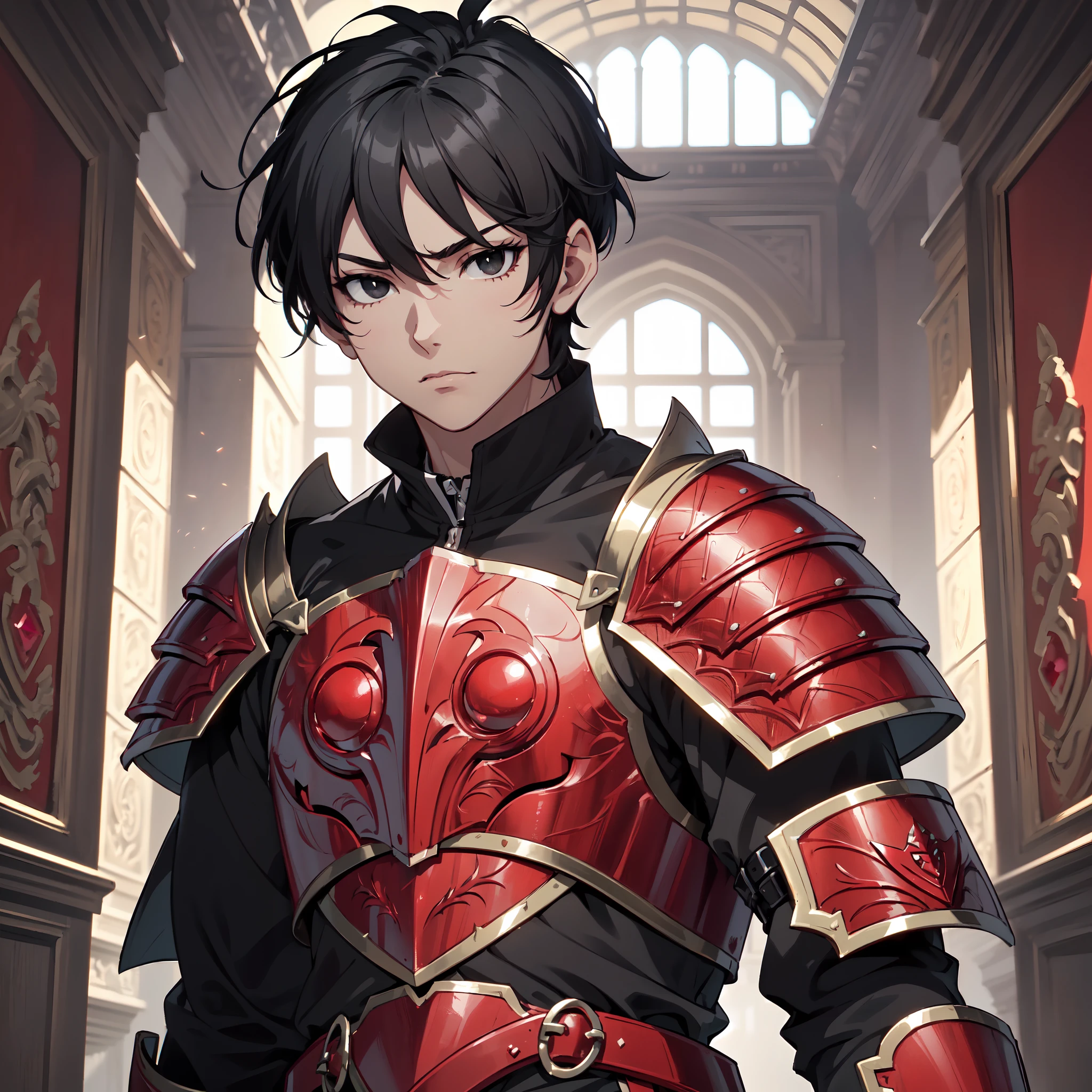 128K Ultra High Definition,
128K Ultra High Quality,
128K Ultra High Resolution,
Best Definition,
Best Quality,
Best Resolution,
Perfectly Detailed,
Perfectly Designed,
Extremely Detailed,
Extremely Designed,
Hyper Detailed,
Hyper Definition,
Hyper Quality,
Hyper Resolution,
Masterpiece,
(((Anime))),
Body Shot,
(((Boy))),
Handsome,
Muscular Body,
(((Black Short Hair))),
(((Black Eyes))),
(((Hyper Detailed & Perfectly Designed Red Ruby Armor Plates))),
(((Hyper Detailed & Perfectly Designed Engraving Baron Armor))),
(((Inside Of Medieval Royal Palace Background Scenery))),