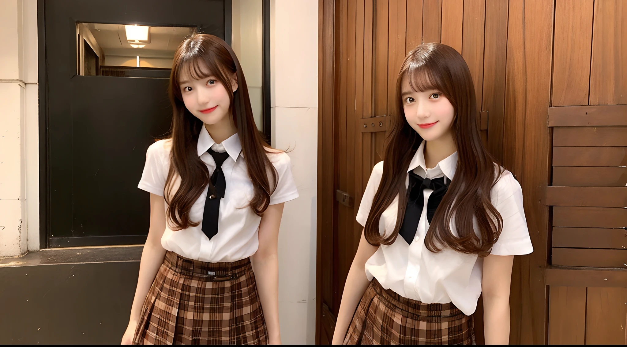 18-year-old high school girl in brownish miniskirt