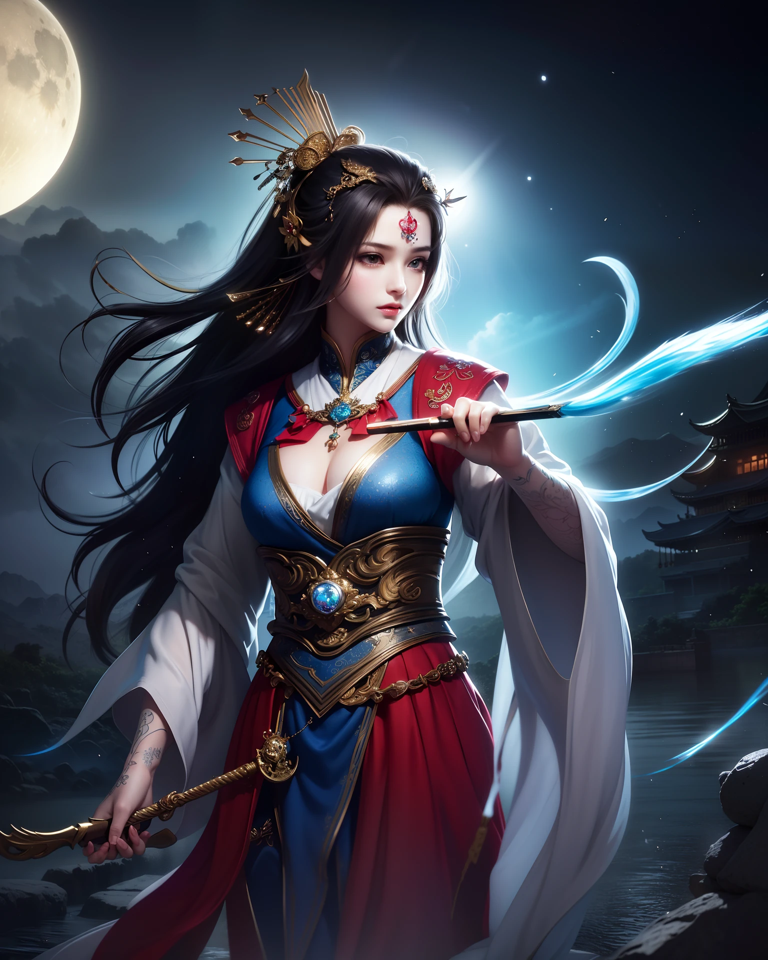 (8k, RAW photo:1.2),best quality, ultra high res,dramatic angle,(fluttered detailed color splashs), (illustration),(((1 girl))),(long hair),(rain:0.9),(hair ornament:1.4),there is an ancient palace beside the girl,chinese clothes,(focus on), color Ink wash painting,(color splashing),colorful splashing,(((colorful))),(sketch:0.8), Masterpiece,best quality, beautifully painted,highly detailed,(denoising:0.6),[splash ink],((ink refraction)), (beautiful detailed sky),moon,highly,detaild,(masterpiece, best quality, extremely detailed CG unity 8k wallpaper,masterpiece, best quality, ultra-detailed),(Lycoris radiata),