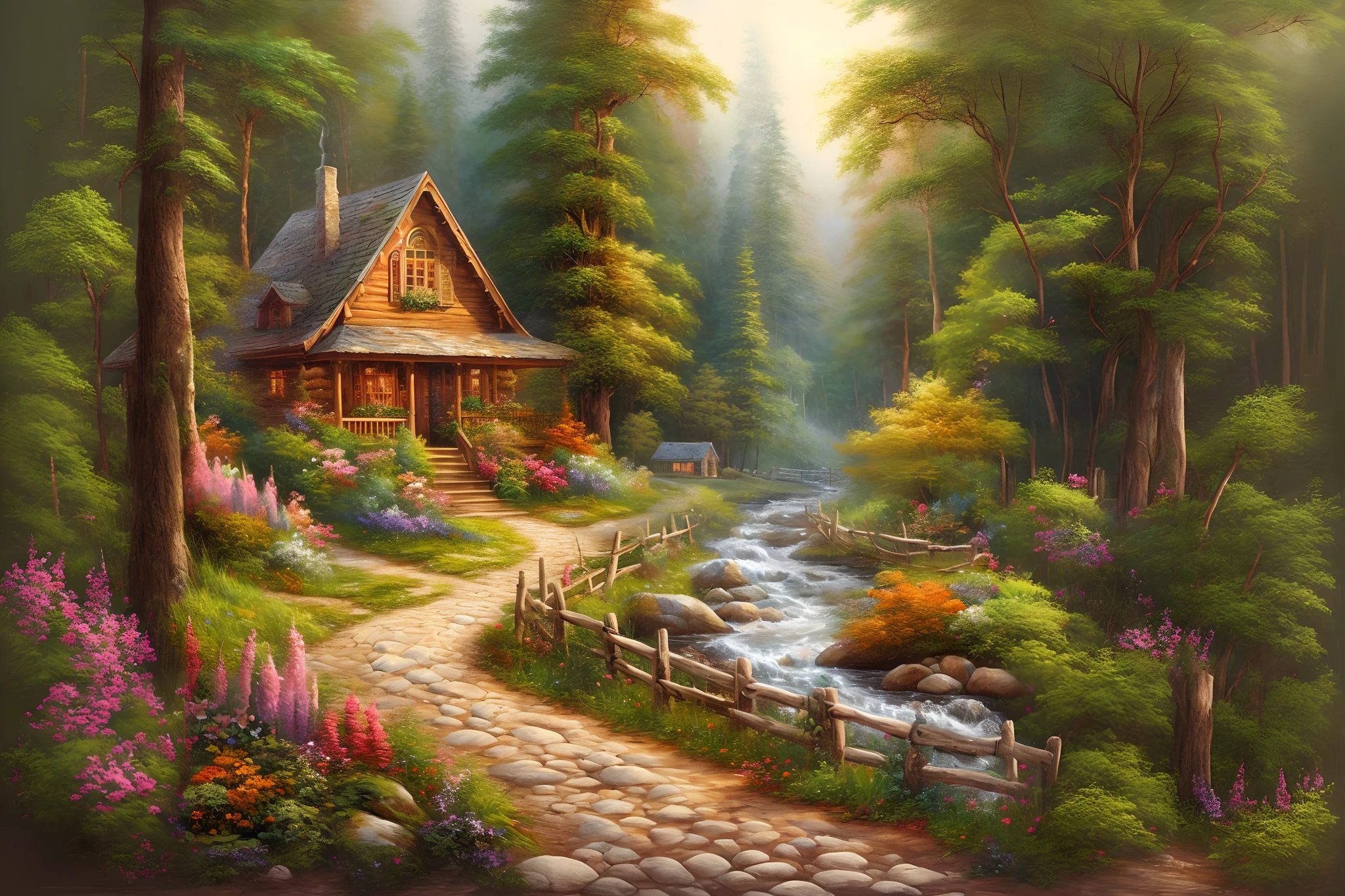 Fill detailed trees and flowers