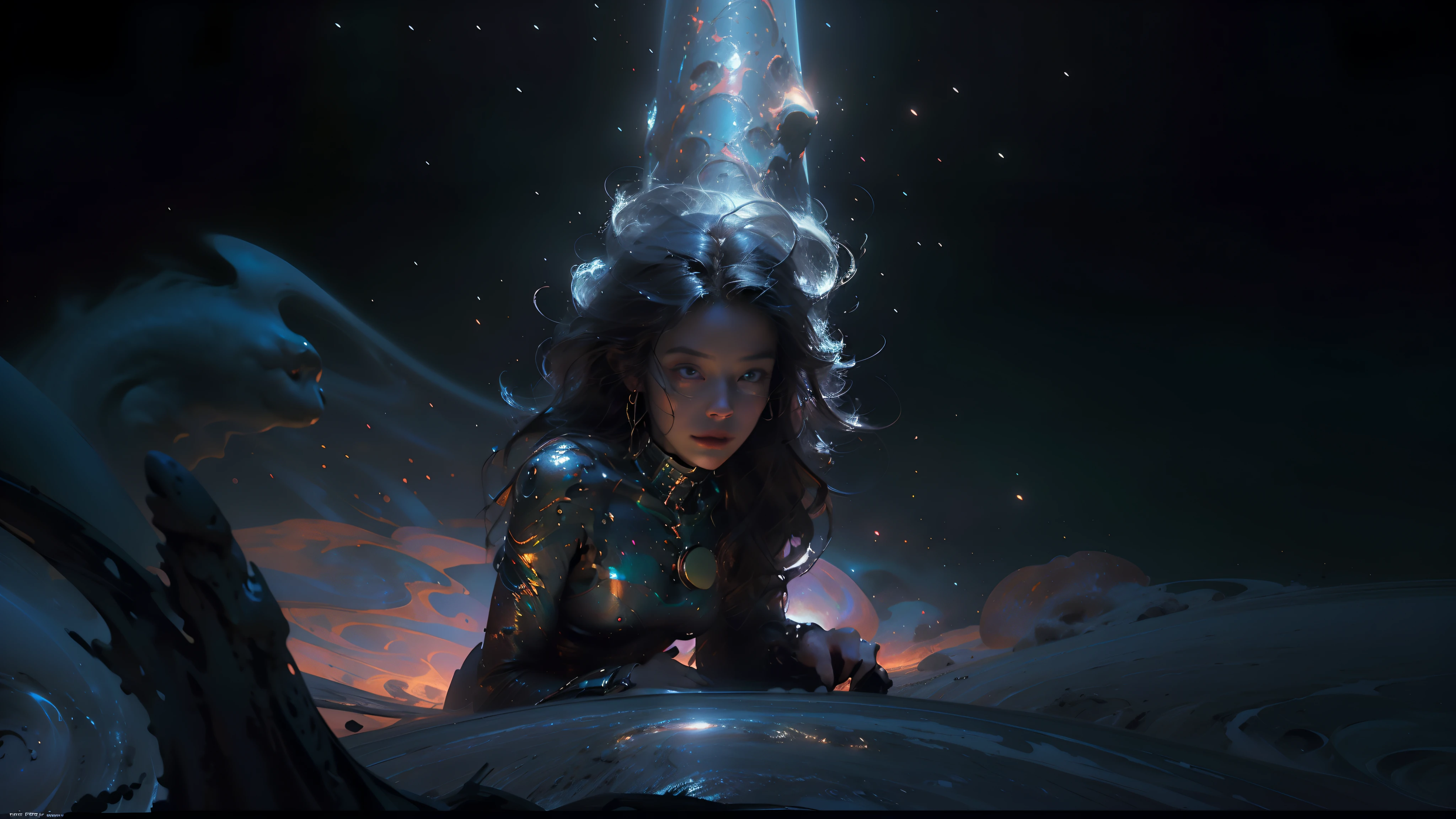 Visualize a cosmic masterpiece, where the depths of space, adorned with swirling galaxies, provide a breathtaking backdrop to a luminescent Earth. This Hollywood-style painting boasts an extraordinary level of detail, promising to trend on ArtStation."