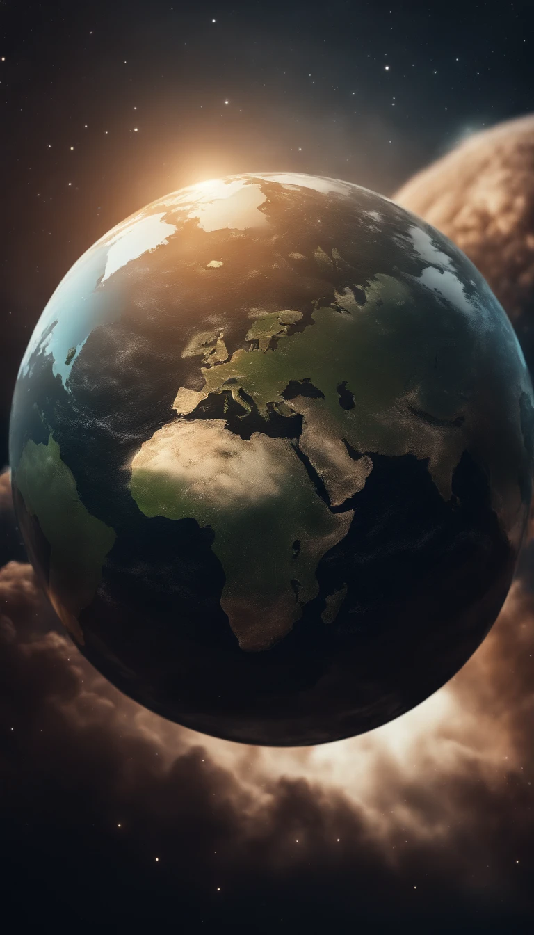 Earth made of polygons floating in space