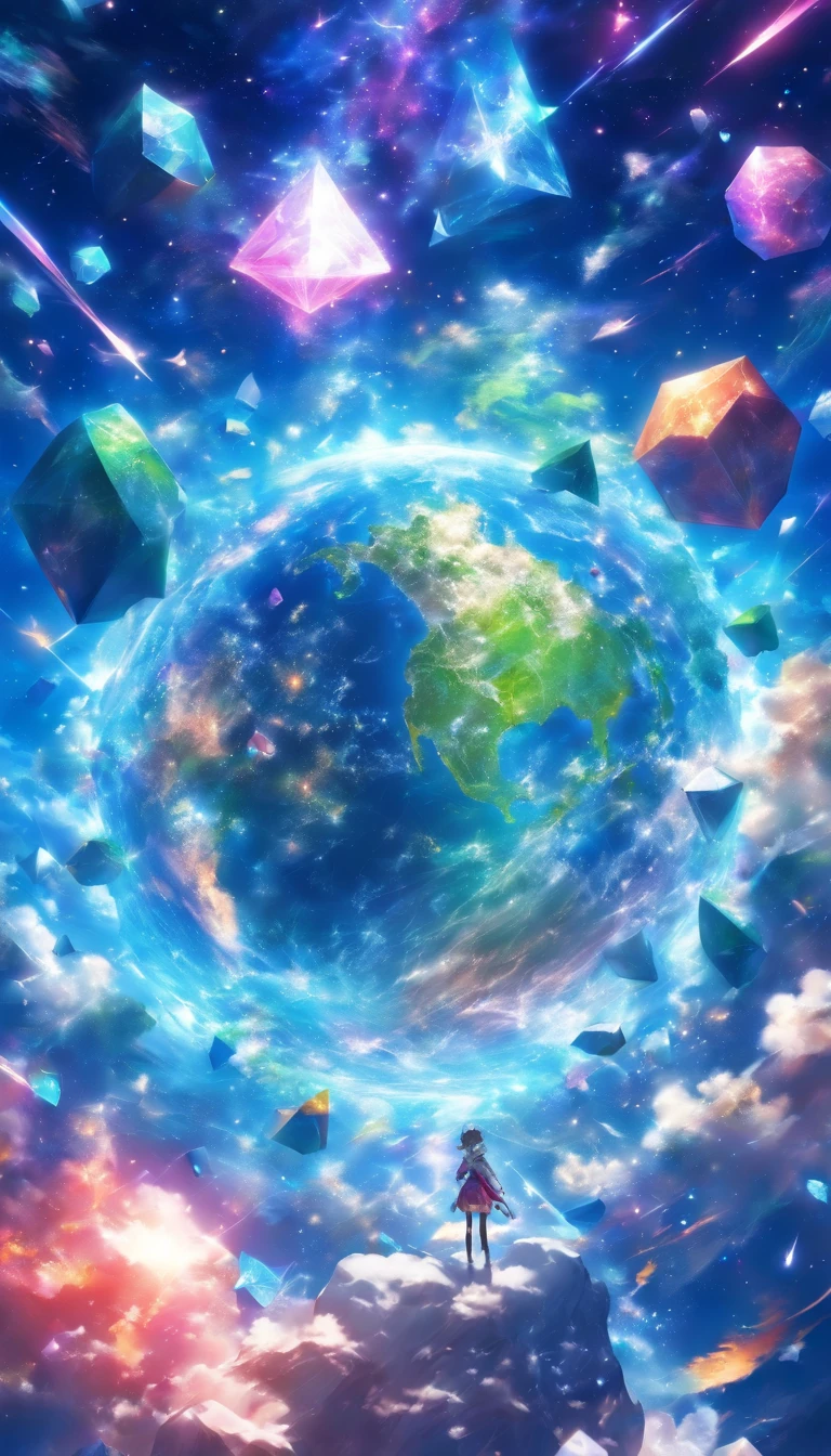 Earth made of polygons floating in space