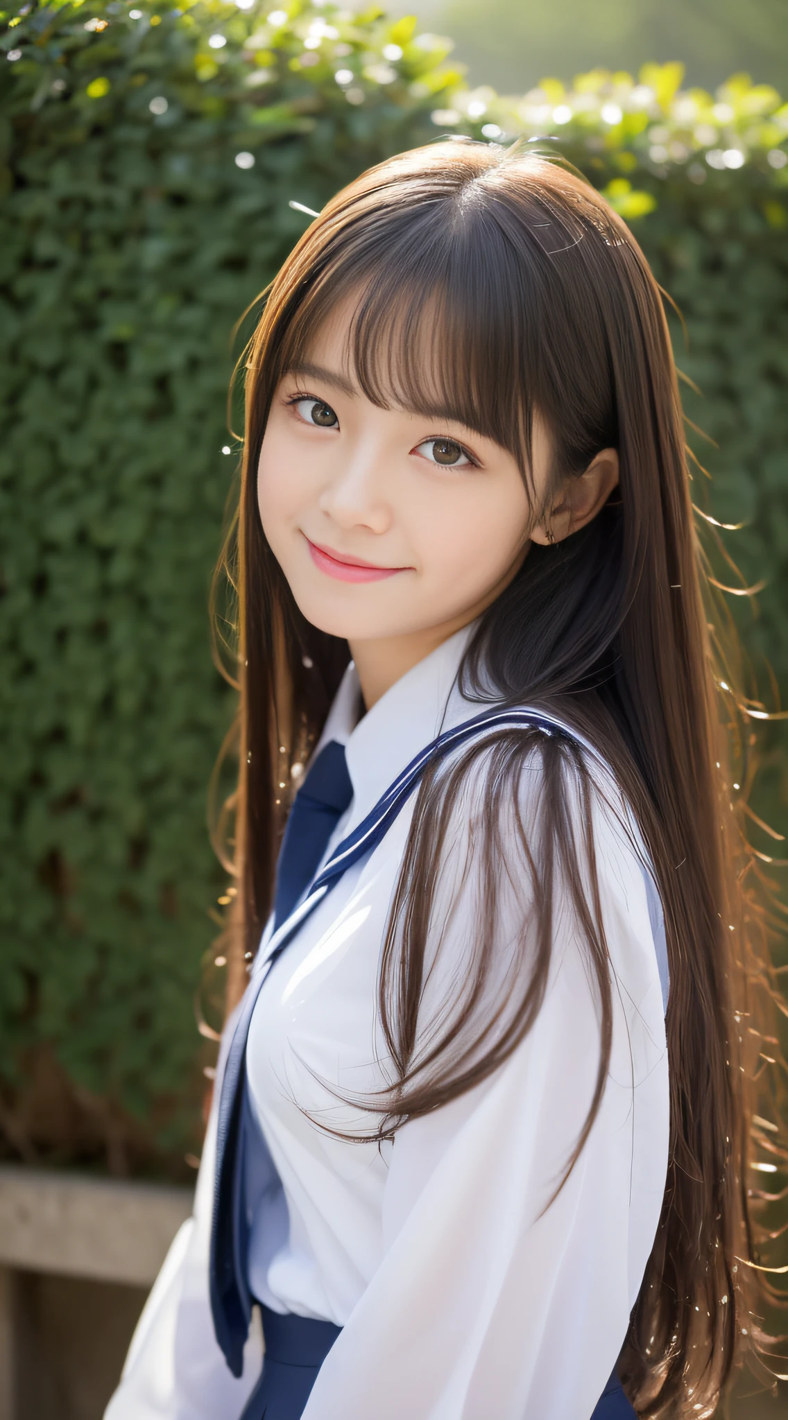 (((high detal,high-detail、​masterpiece,Attention to detail))),Arab-asian woman in uniform, Realistic Young Gravure Idol, a hyperrealistic schoolgirl, Japan school uniform, japanese girl school uniform, a hyperrealistic schoolgirl,Young Pretty Gravure Idol, wearing japanese school uniform, Young Sensual Gravure Idol, Young Gravure Idol, Beautiful but innocent schoolgirl when you laugh,the whole body is wet,dripped out,with a flushed face,Beautiful girl with beautiful legs,Beautiful woman natural light、the whole body is wet,Sheer clothing,Semi-long,perm,Brown shiny hair,Hair is wet,Dripping water,dripping,,Have a troubled face,
