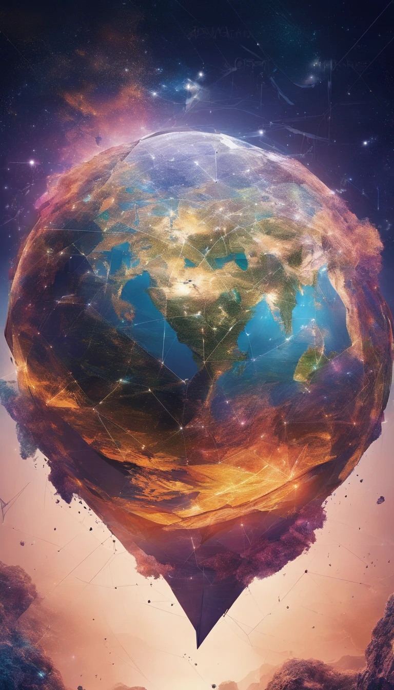 Earth made of polygons floating in space