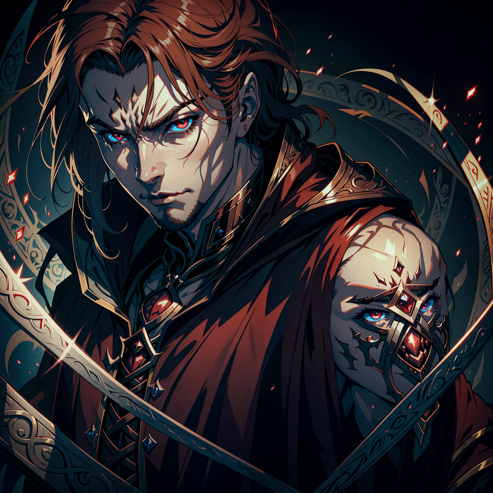 Castlevania Lord of the shadows hyper realistic super detailed portrait face of handsome muscular Lord Dracula crying sadness expression face portrait zoom sexy face sexy eyes sexy Mouth glowing red crystal eyes hyper realistic super detailed Dynamic shot master piece scene cinématique scènes movie Epic Legendary