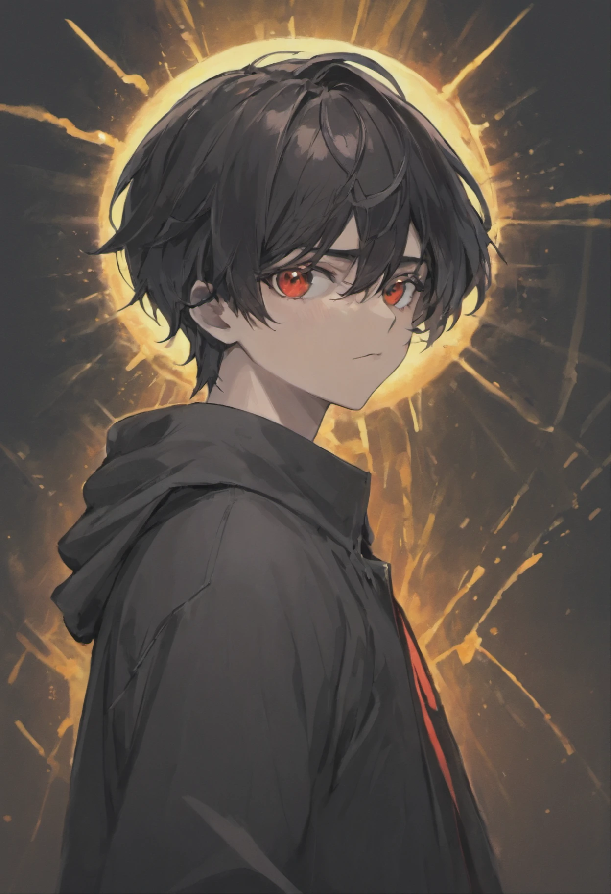 ,Libido boy,Shota,Black color hair,black shirt,Square glasses,apathy,long whitr hair,with long bangs(Masterpiece, illustration, anime big breast:1.3), Anime boy, Black eyes, Long black hair, In the dark, black shirt:1.2), (Disheveled black hair:1.1), (Red eyes that glow red:1.2), (Calm expression:1.1), (Uncovered Eyes:1.1), (Strong presence:1.2), (Enigmatic Atmosphere:1.2), (Subtle Moonlight:1.1), (Ominous Shadows:1.1), (Detailed folds and creases:1.1), (Intense Blue Aura:1.2), (A symbol of power around him:1.1), (Magical energy radiation:1.2), (Ethereal particles:1.1), (Dynamic pose:1.2), (epic soundtrack:1.2), (sense of awe:1.1), (Magical prowess:1.1)