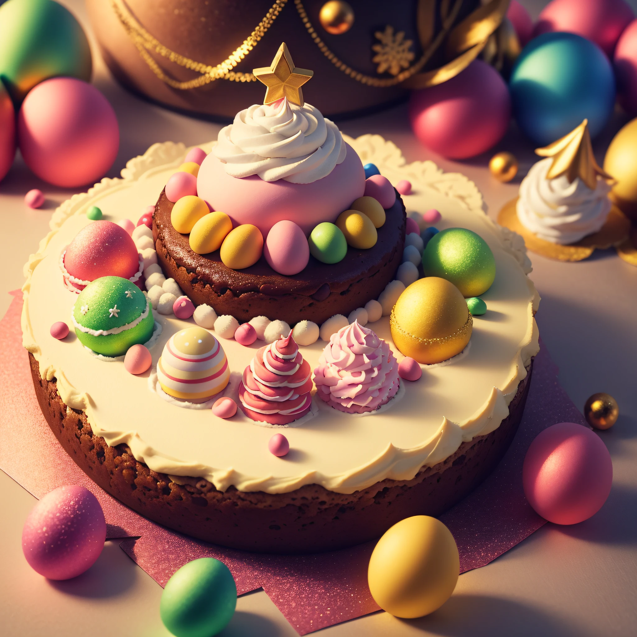 christmas decorations cake, birthday, easter, party, holiday, celebration, food, decoration, dessert, christmas, gift, sweet, colorful, candy, egg, pink, cupcake, card, candle, eggs, design, illustration, happy, flower, yellow