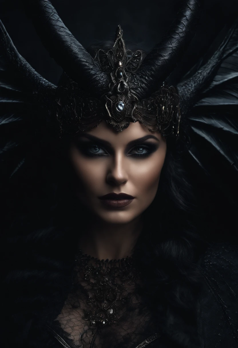 expressive eyes, perfect face (an 8k ultra photo Realistic wide angle lens) best quality, splash art, cinematic lighting, volumetric lighting,
((an extremely delicate and beautiful)), (nice hands, perfect hands),(wet oiled enigmatic, angelic, alluring beautiful exotic Ukrainian demon woman heavy eyeshadow and dark make up with black ram horns wearing black feather shrug topless and black lace panties. dragon wings. front view) moody, surreal, nightmare, NIGHT, STORMCLOUDS, RAINSTORM, LIGHTNING, front exterior GOTHIC CHURCH CATHEDRAL , realistic detailed