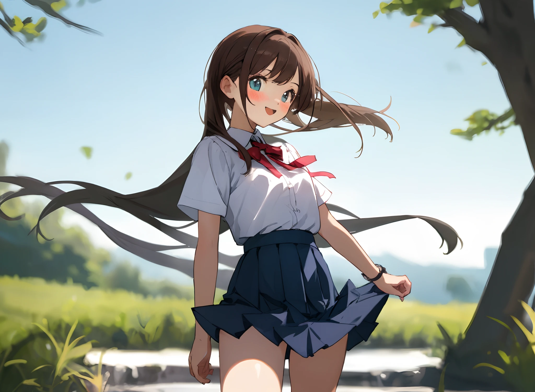 Cute girl wearing short skirt