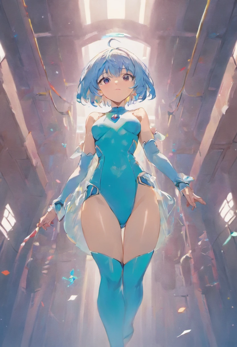 full body Esbian、Rei Ayanami、独奏、plugsuit、a beauty girl、animesque、illustratio、fine portrayal、Blue shorthair、simple background、white backgrounid、
