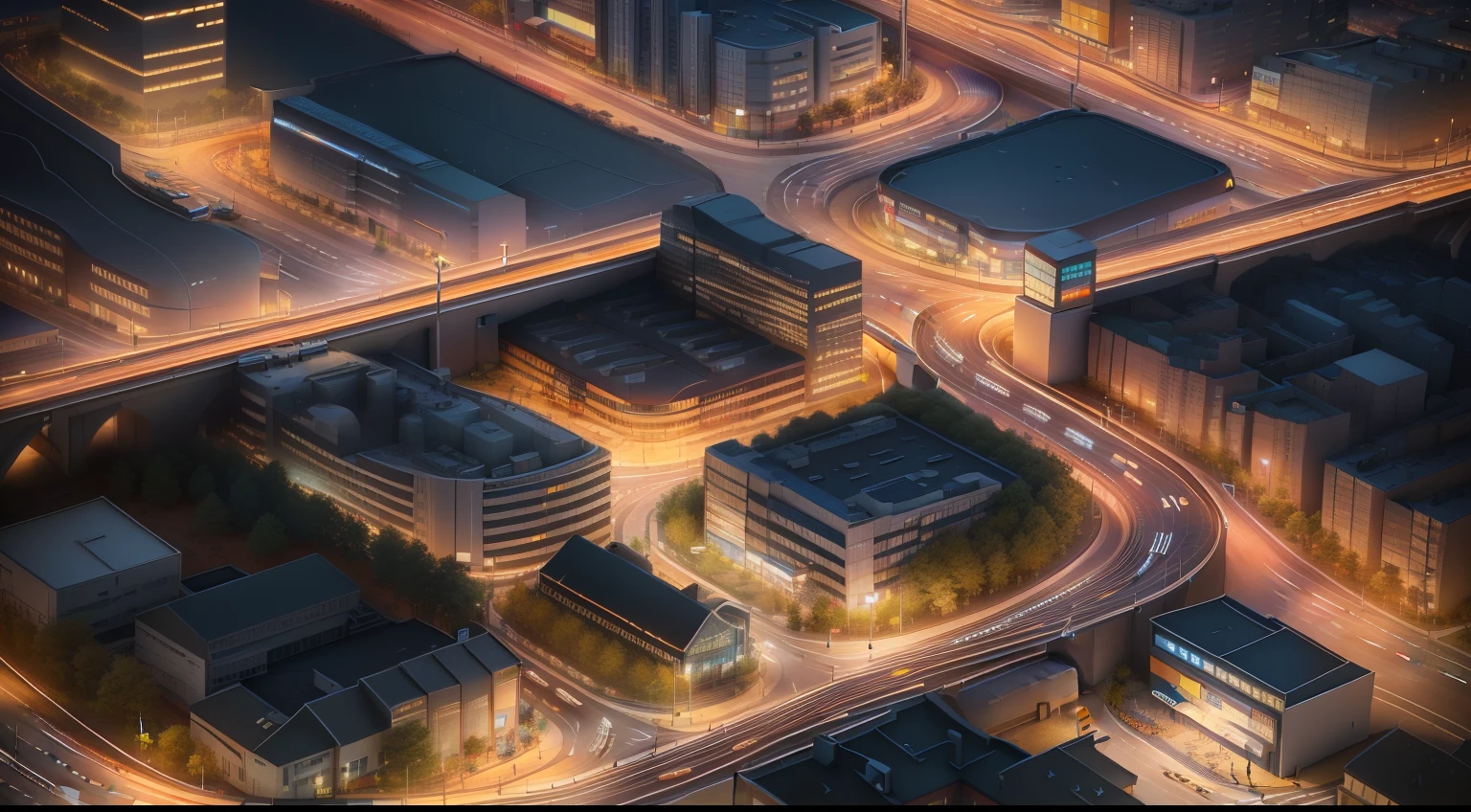 A city with an isometric view, metro train terminal with highway and cars in the background, street lights, stop signs, waiting area, a close up of a model of a town, metro train terminal with highway in the background, 3d matte illustration, by jeonseok lee, 3 d illustration, 3d illustration, hyper detailed scene, detailed photo of virtual world, detailed 2d illustration, trend on behance 3d art, trend on behance 3 d art, rendered in cinema4d, detailed street