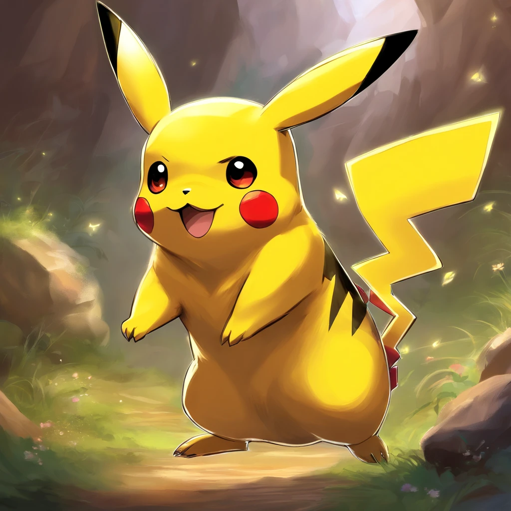 Pikachu is playful and cute,Lively and agile,Yellow soft hairs,Redfaced,sparkling big eyes,Cute little pointy ears。(Pikachu:1.5)