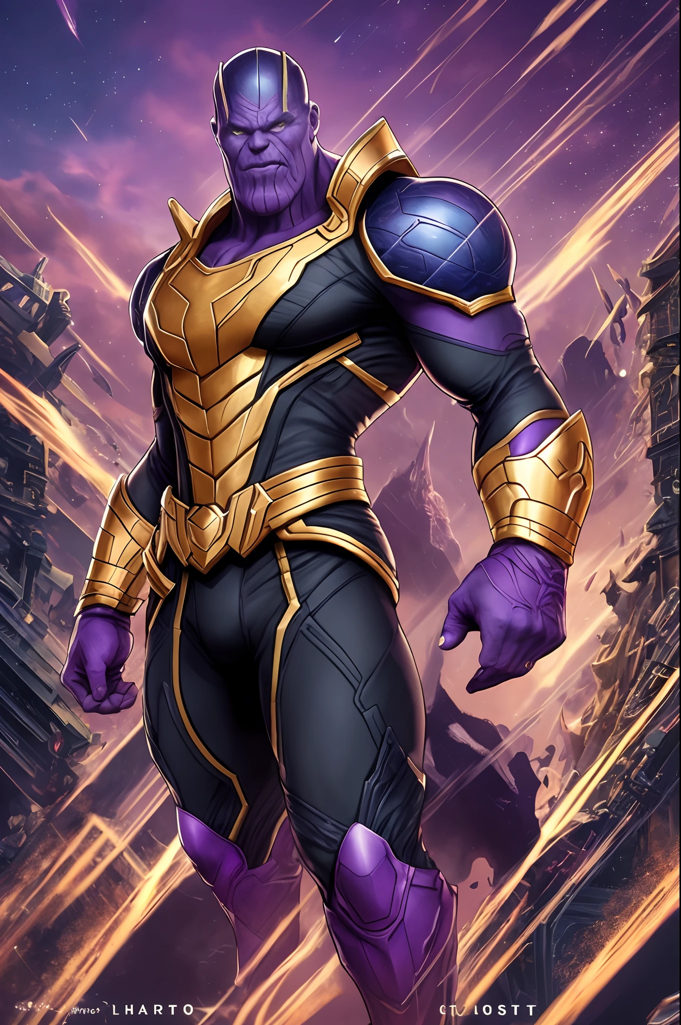 Full body photo，Thanos in his Olympic swimming suit
