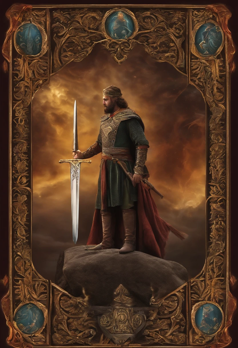 tarot 1 sword, man, realastic, hornor