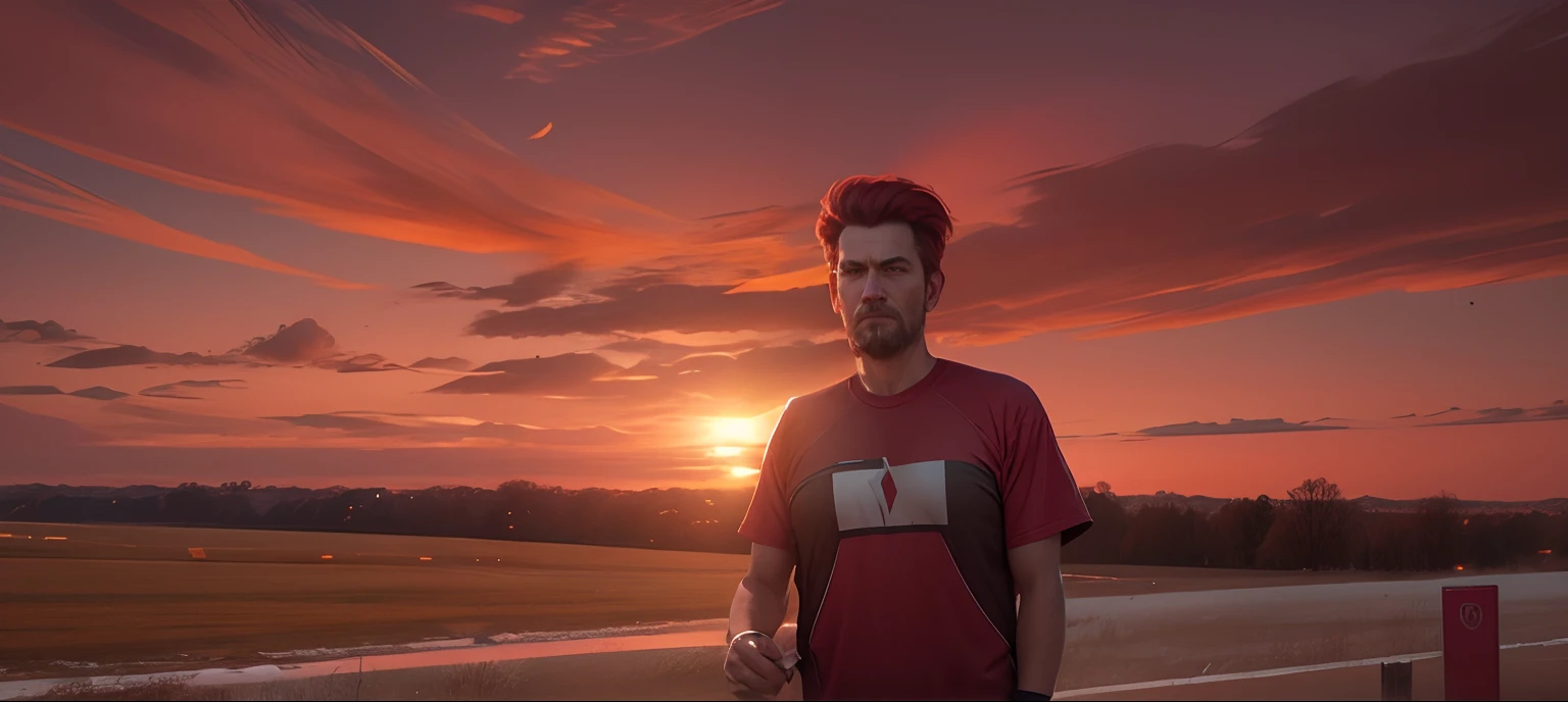 Red sky face realistic. Do not change my face 8k