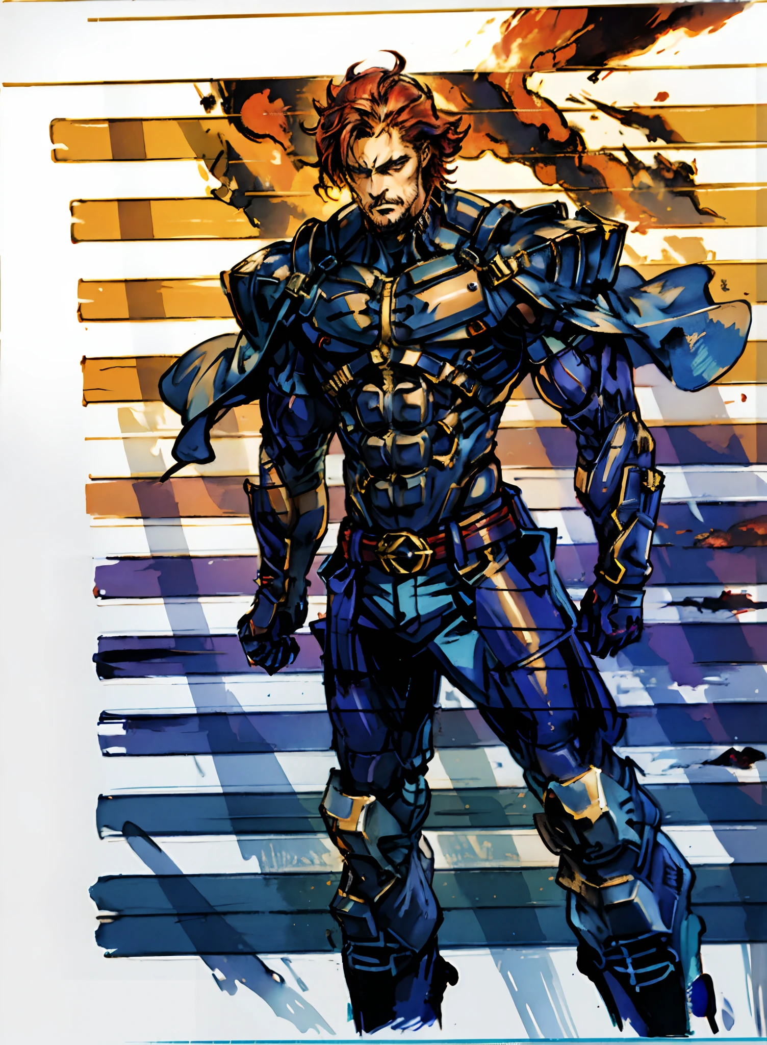 an adult man with messy short hair, adorned with a metallic beast mask, his gaze is cold and sharp, a smirk curling at the corner of his mouth, he's clad in a tight-fitting cyberpunk-style shirt, overlaid with a loose jacket, wears high-quality utility pants, his demeanor is cool and indifferent, this character epitomizes a meticulously designed sci-fi themed masked warrior in an anime aesthetic, characterized by a sophisticated and mature manga art style, ((character concept art)), high definition, best quality, ultra-detailed, extremely delicate, anatomically correct, symmetrical face, extremely detailed eyes and face, high quality eyes, creativity, RAW photo, UHD, 16k, (Natural light, professional lighting:1.2, cinematic lighting:1.5), (masterpiece:1.5)