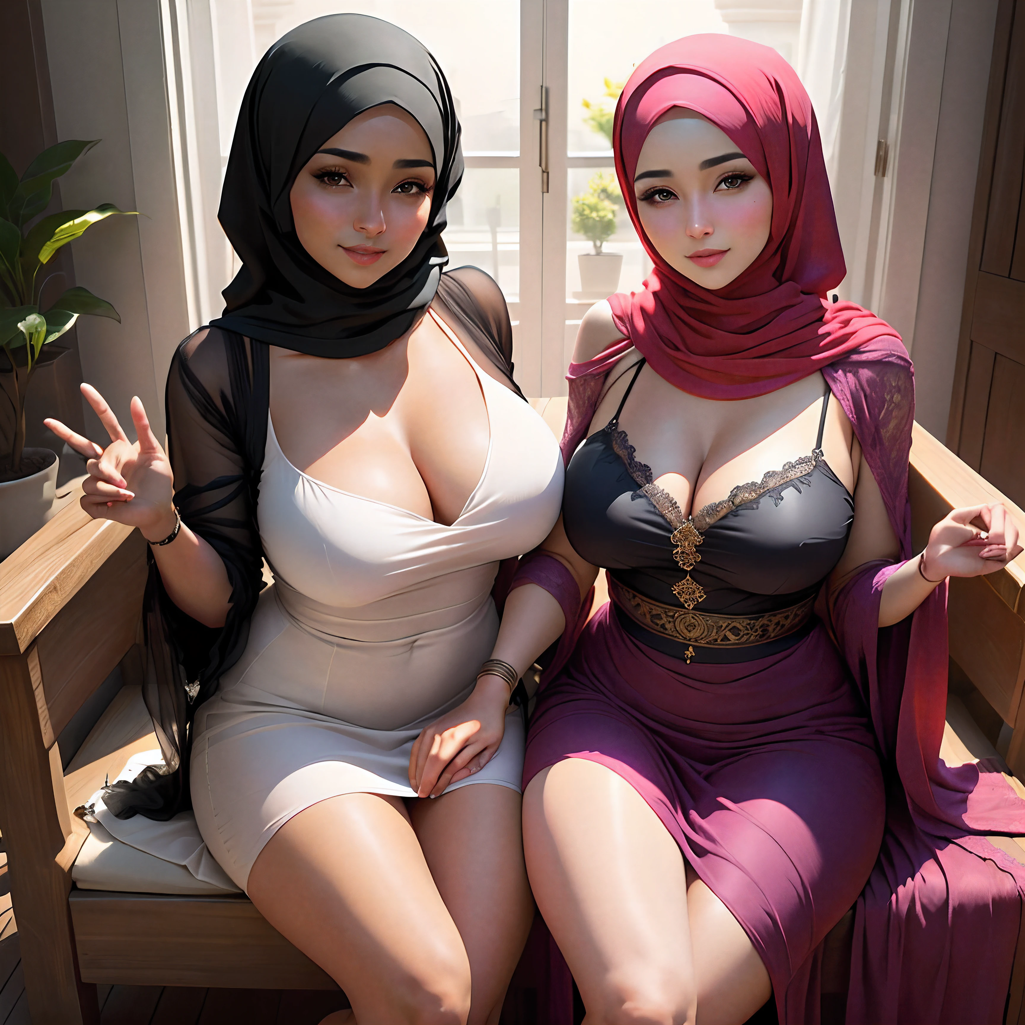 Muslim，Mature cleavage breasts ，beautiful hand ，full body lesbian，hijabi sluty，curvy body ,naked