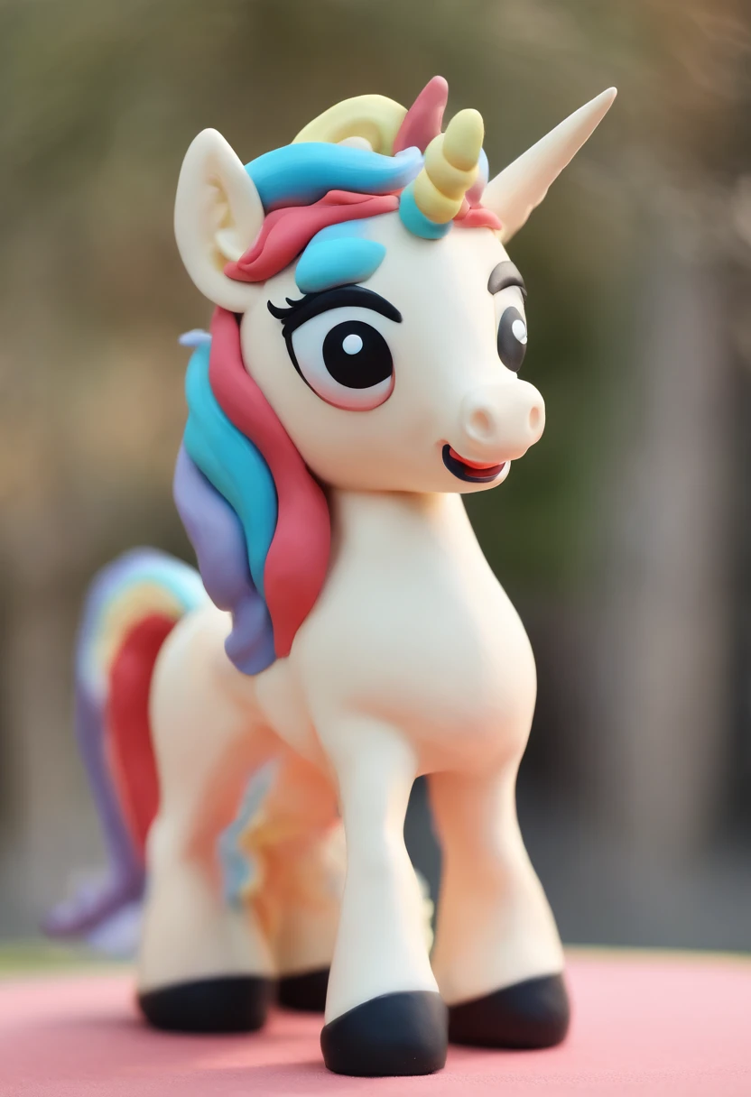 a pegasus, clay material, cartoonish design style, pop mart, soft lighting, smooth lines, tilt-shift lenses, detailed science fiction illustrations, hyper-realistic details, warm color