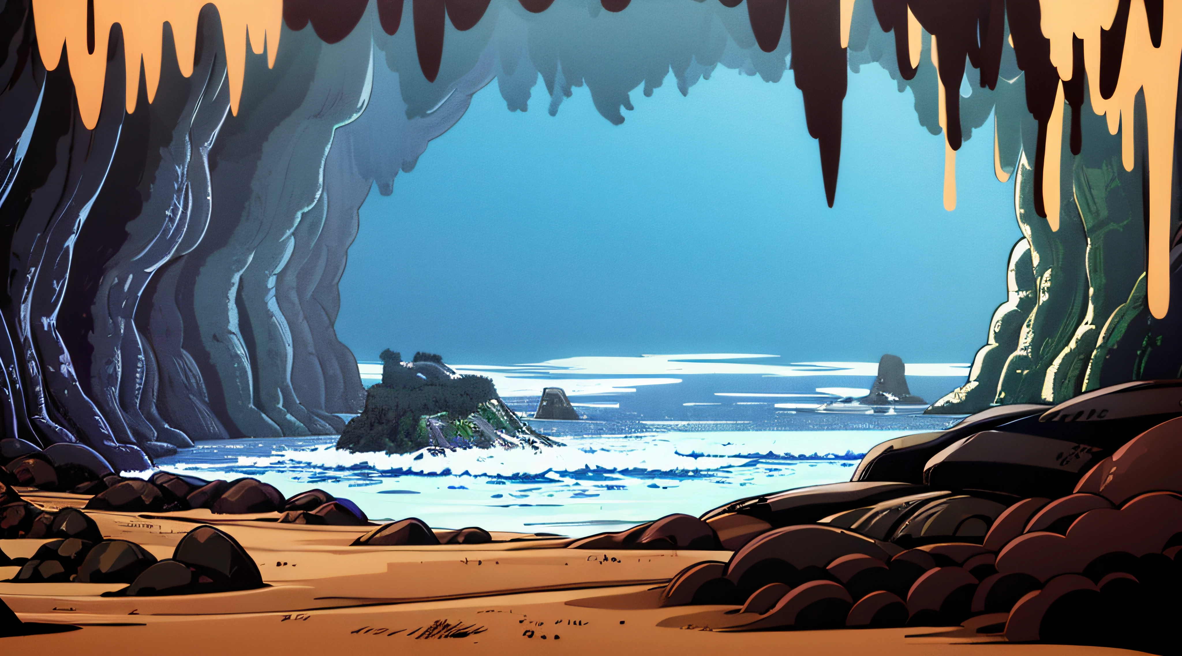 Inside the cave,the sideview