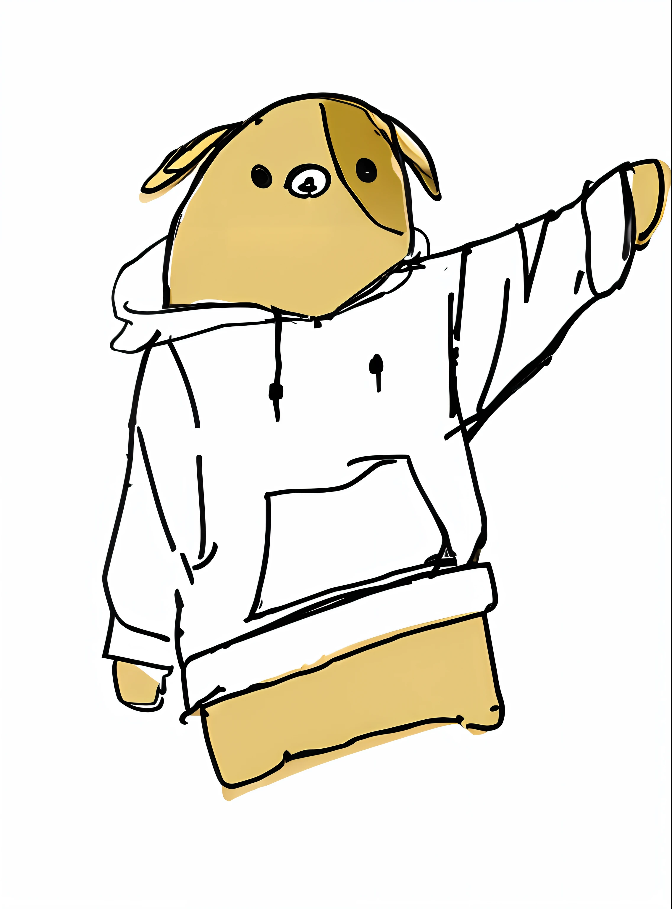 Cartoon drawing of a dog in a hoodie pointing to something, wearing hoodies, Wearing a hoodie, Wearing a hoodie, Wearing a yellow hoodie, fursona wearing stylish clothes, wearing pajama, in a hoodie, Wearing a hoodie and sweatpants, Wearing a hood, Wearing a sweatshirt, wearing a tracksuit, anthropomorphic dog, Hoodie, wearing a fancy jacket