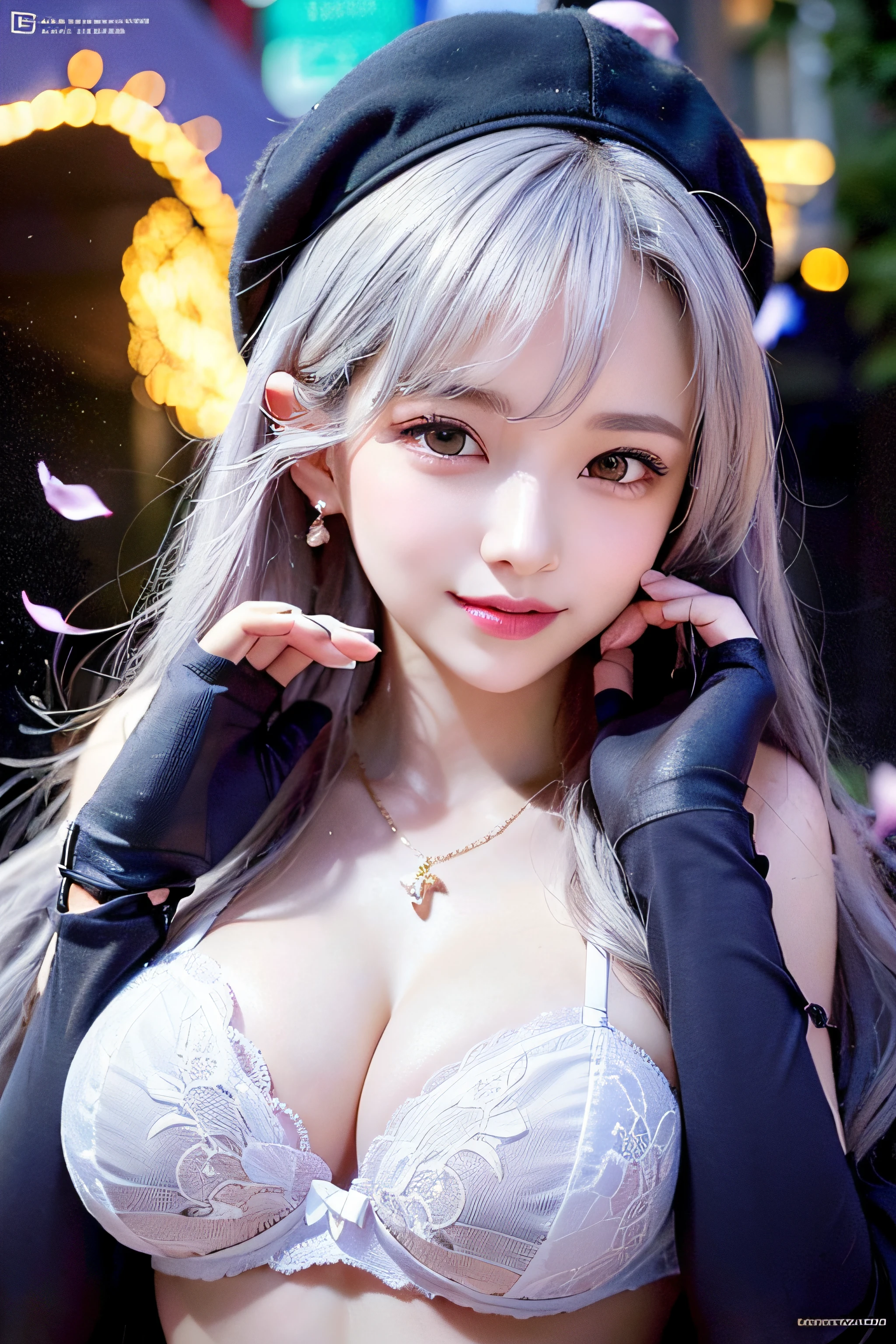 Full face，Trip (Only slim shoulder straps, Ultra-low-cut top)( Very close view ) Patek Philippe watches，[Face view] , ((High slit panties))，clothes see-through (((Outdoor paradise))), ((Petals flying in the air ))，Light smile，，camel-toe,(Crystal colorful lights),，Soft clouds，(Cover with a scarf), ((Super short cute pattern cotton coat|no underwares|Slightly perspective ) ((greek architecture，Bohemian architecture，Hindu temples，Thai snacks，Thai style)) starrysky，Beautiful，[Lace umbrella]  , Cover only your chest with your hands，hips bare，earring，Pink sexy yarn,（(Striped underwear、Black openwork underwear、Transparent embroidered tulle underwear set,Gold bracelets，Pink lace gloves)）Lace pantyhose、Lace gloves、Wedding headscarf、pearls necklace,（toppless）(Very small panties),Moles under eyes, ((Gray-blue hair))，Crystal glowing necklace
（（Masterpiece））,（realisticlying：1.2）,best qualtiy,high high quality,absurderes,rich colourful,stunning art,best qualtiy, ultra - detailed,beautifuldetails， reflective hair,Good lighting, Ray traching， depth of fields,ultra - detailed,illustratio,astounding,finedetail,The is very detailed， （（ultra - detailed））， （Beautiful Meticulous Girl）， Beautiful detail glow， Complicated details， A high resolution， Extremely refined and beautiful,beatiful detailed eyes， hdr， Round eyes, detailedfacialfeatures,（Round pupils：1.4） （illustratio）,（美丽细致的眼睛）（Very very detailed face））， ((depth of fields))((Solid)),（alluring face）(（ssmile：1.3）)， Smiling lips， （looking at viewert：1.1） closeup cleavage， wide wide shot， Side Body， photore， lewd poses ， Moody light， Sistine Phil Beldev, Smile，（（（Masterpiece，Best quality，A high resolution）））），Extremely detailed 8K，Beautiful girl with busty body，（hyper HD，ultra - detailed，High detail，high realistic，Ultra-realistic，Photo realism）,（1girll：1.5）,（realistic dark hair），Short curly hair，Bob cuts hair，（Dynamic posture）,A shallow smile,Open lips，Detailed eyes，Bigchest，(Breast enlargement)
（Beautiful and detailed face，Beautiful and delicate eyes），Sunlight）,（Beautiful buttocks 0.5），Color backlight