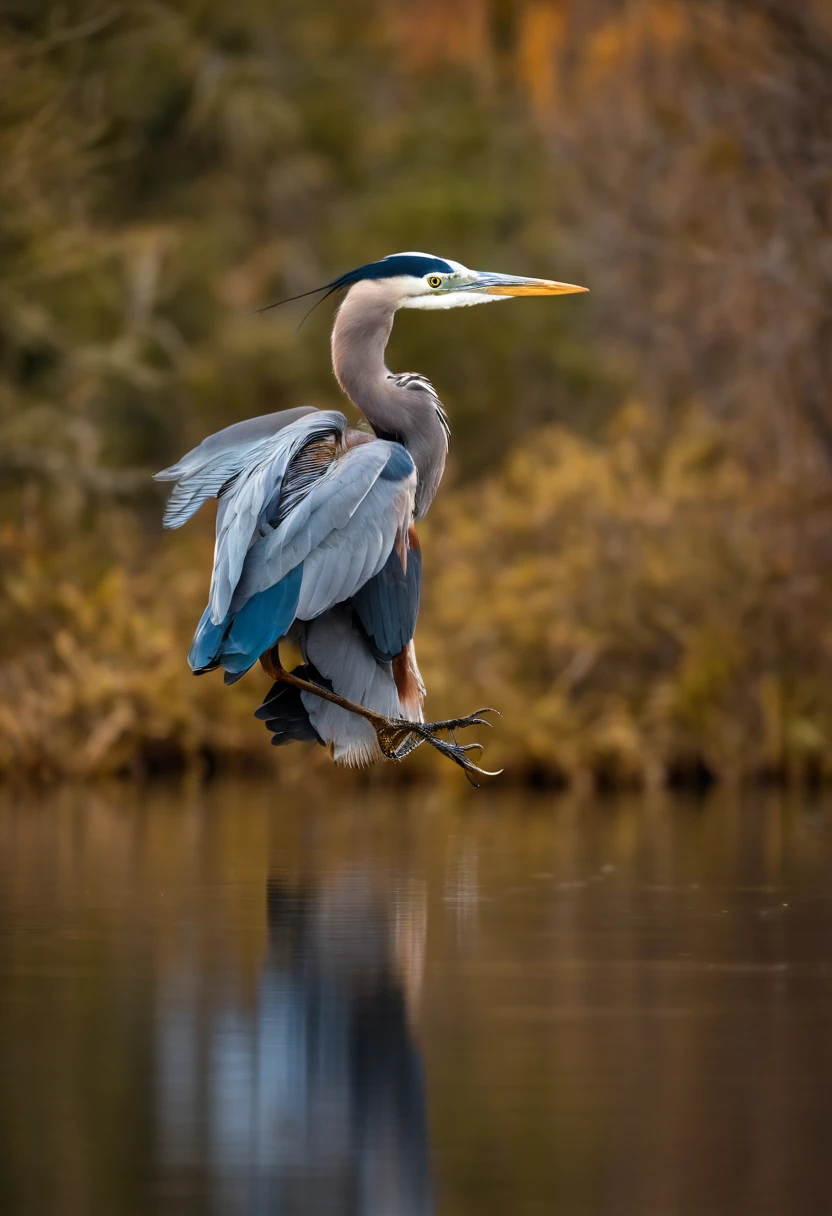 Incredible Steampunk Blue Heron in flight