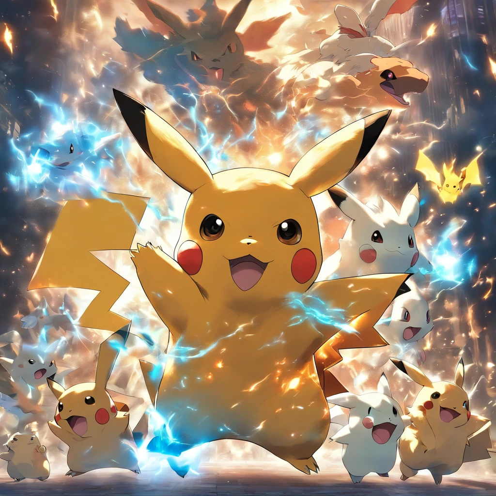 pikachu, charizard and togepi movie poster,Highest image quality,Cinematic texture,A masterpiece,tmasterpiece,