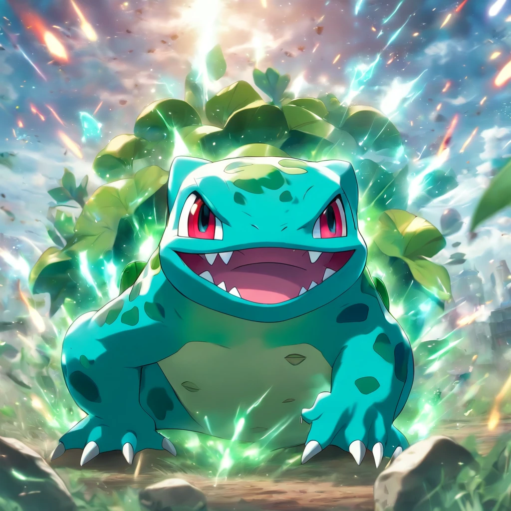 Bulbasaur Pokémon in battle field ,Highest image quality,Cinematic texture,A masterpiece,tmasterpiece,