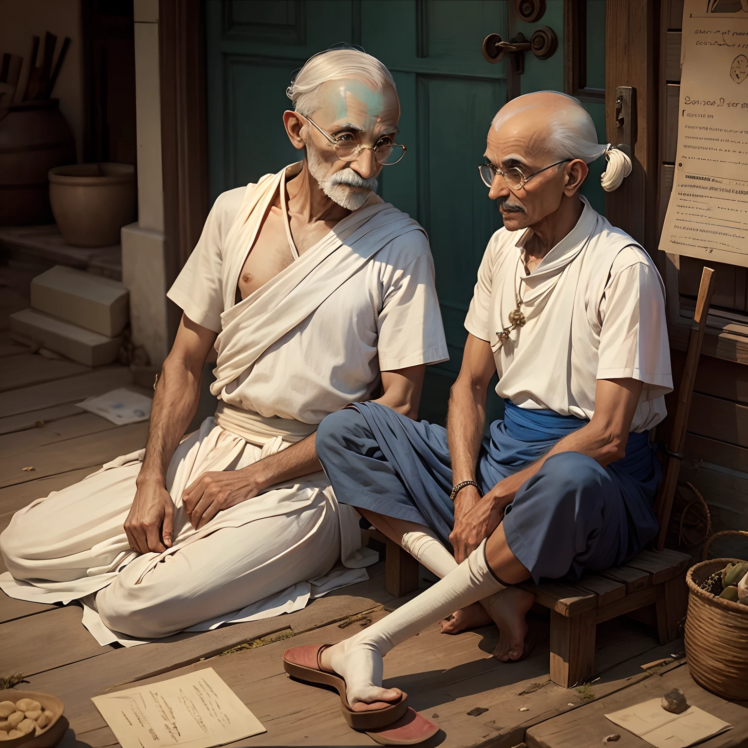 Mahatma gandhi helping others those who are poorin 8k