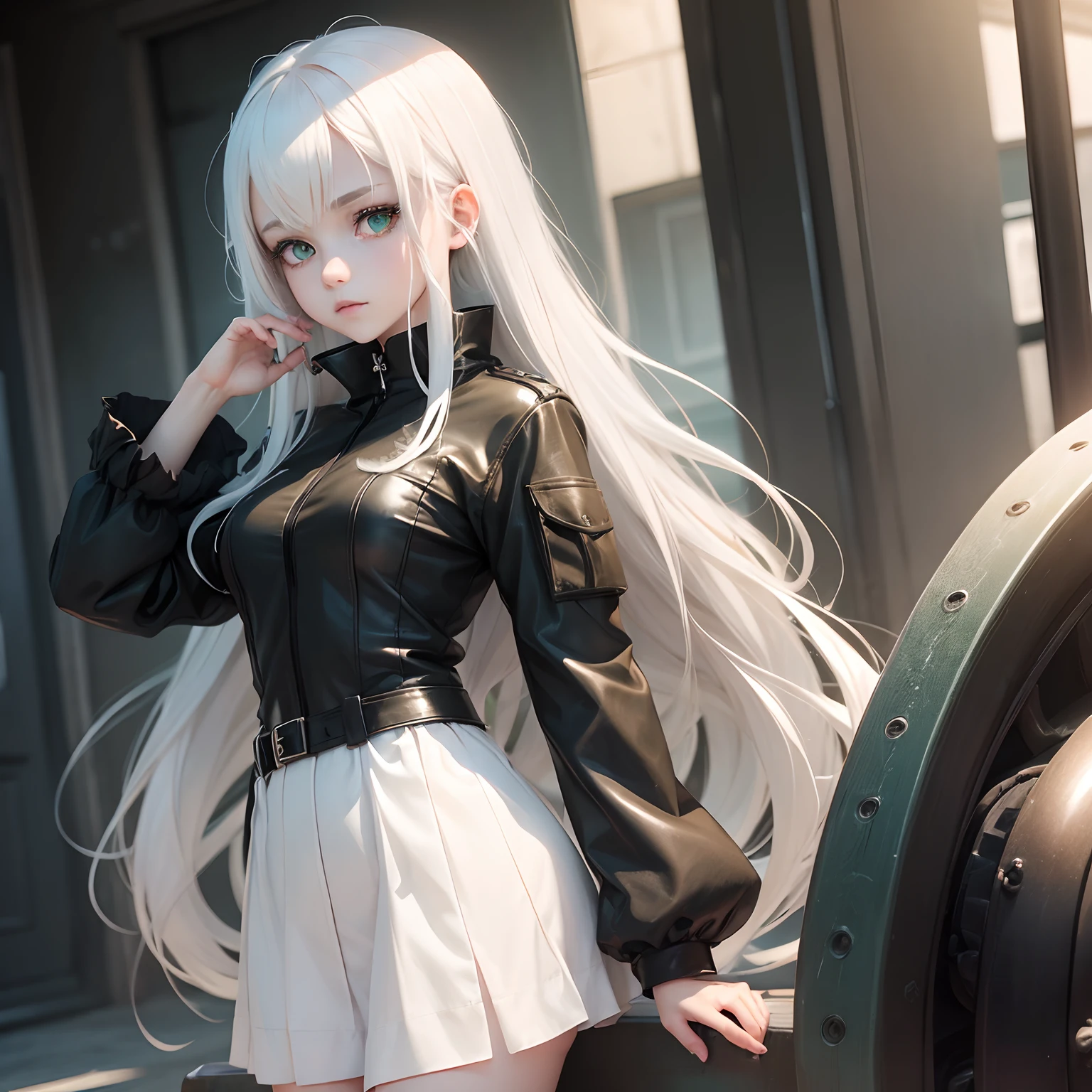 ((1girl)), anime, age, white hair, green eyes, pale skin