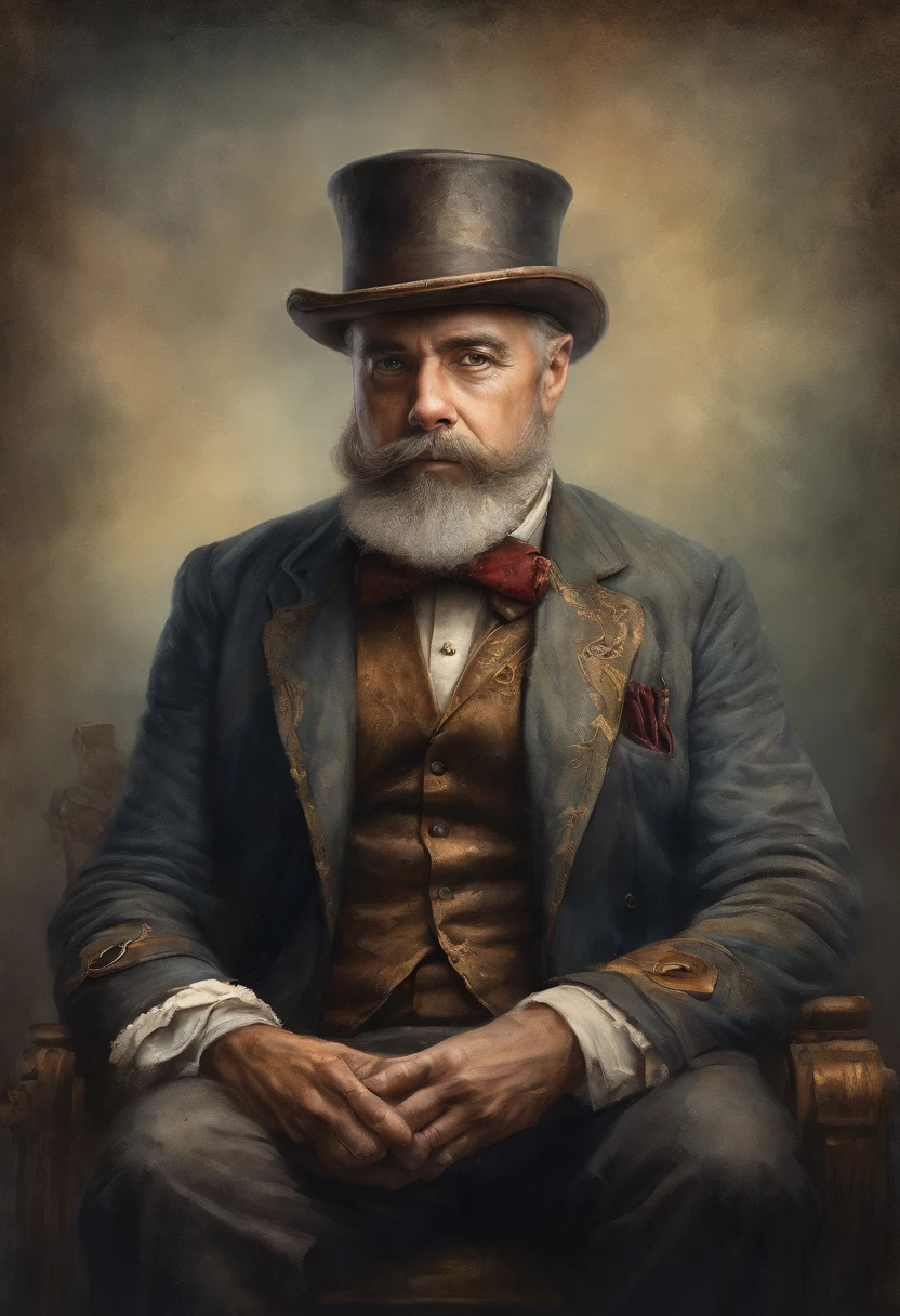 Steampunk man with a hat. homem maduro, sitting in a meditation position, diante de um orisonte lindo, com o sol se pondo, in connection with the divine, foto de retrato, Directed by: Drew Tucker, Directed by: Adam Marczyński, Directed by: Alexander Kucharsky, Directed by: Gavin Nolan, Surrealismo 8K, Directed by: Jason Felix, Yuri Shwedoff e Tom Bagshaw, arte ilustrativa, Estilo Erik Johansson