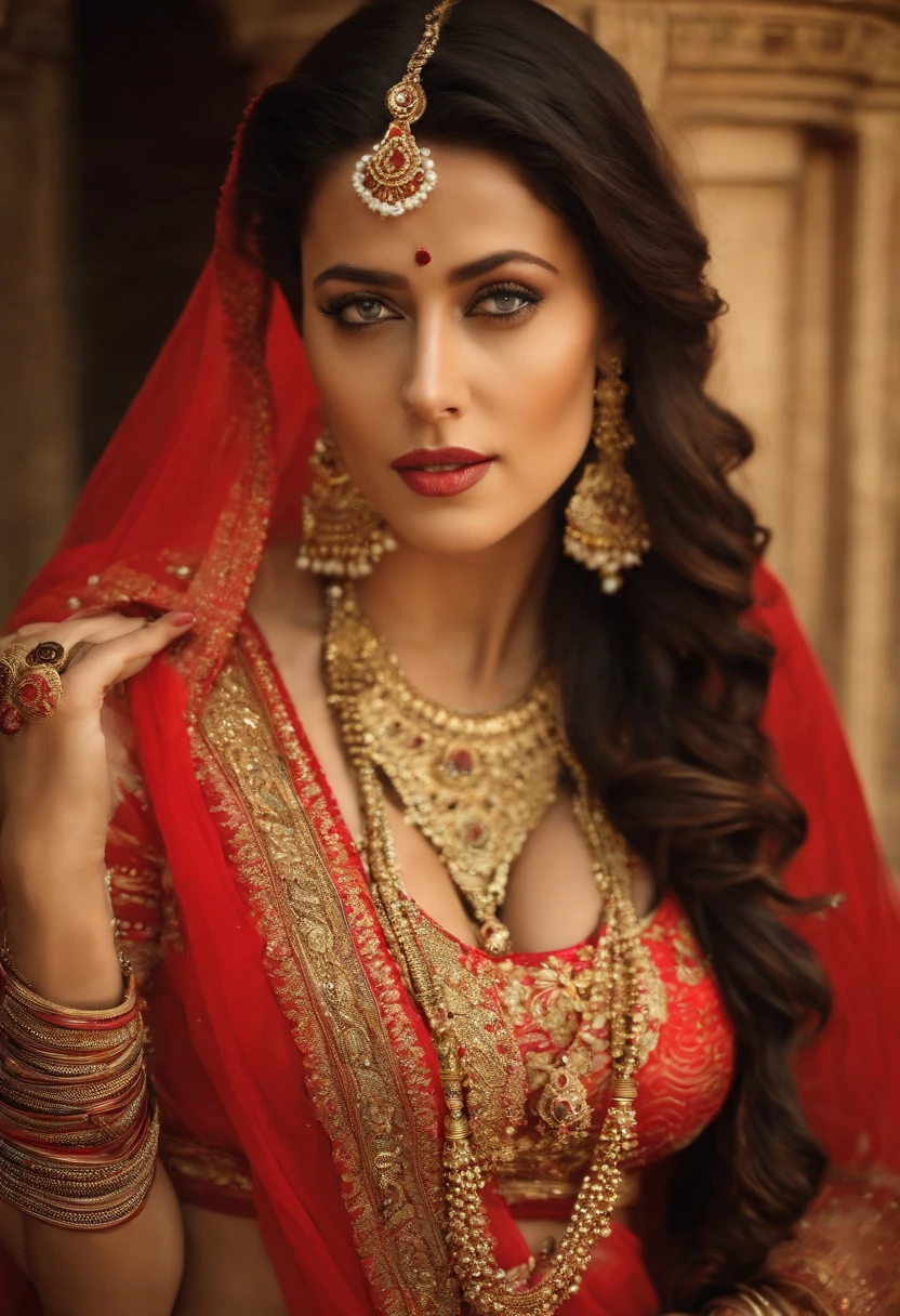 Amber Heard in a sari posing for a picture, indian goddess, traditional beauty, indian, beautiful goddess, ornate cosplay, indian style, indian super model, beautiful maiden, gorgeous woman, south east asian with long, provocative indian, gorgeous beautiful woman, intricate outfit, hindu aesthetic, beautiful asian girl, extremely detailed goddess shot, jaw-dropping beauty, big boobs deep cleavage sexy navel, big boobs deep cleavage, sexy indian women, massive boobs in sexy bikni fusion full body