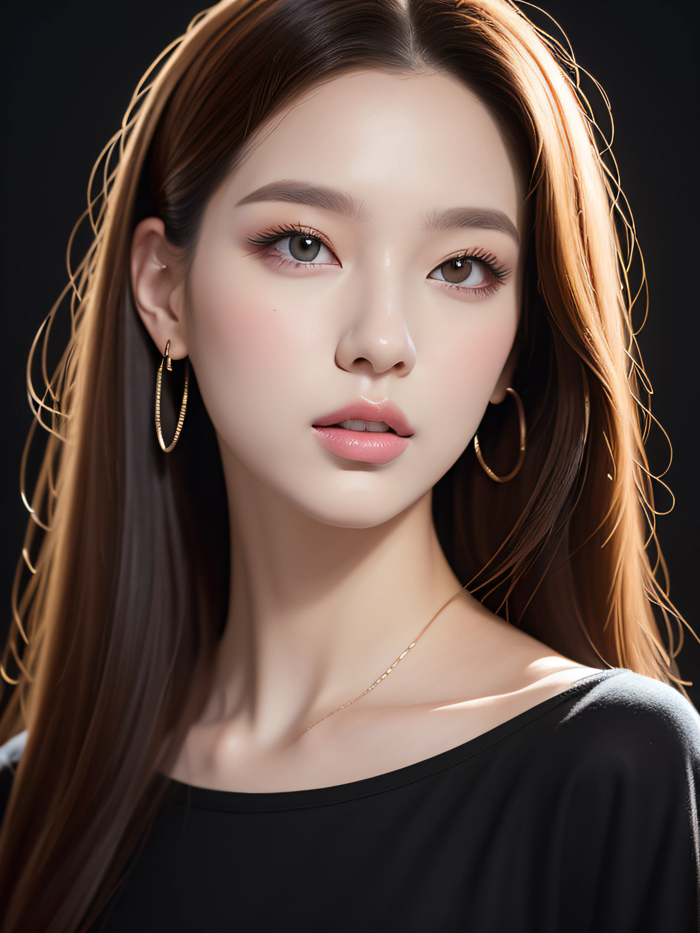 Portrait of a woman with long hair and a black shirt, digital illustration portrait, in the art style of bowater, portrait of jossi of blackpink, digitalportrait, Digital Art Portrait, realism artstyle, high quality portrait, 🤤 girl portrait, realistic art style, # 1 digital painting of all time, #1 digital painting of all time, glossy digital painting