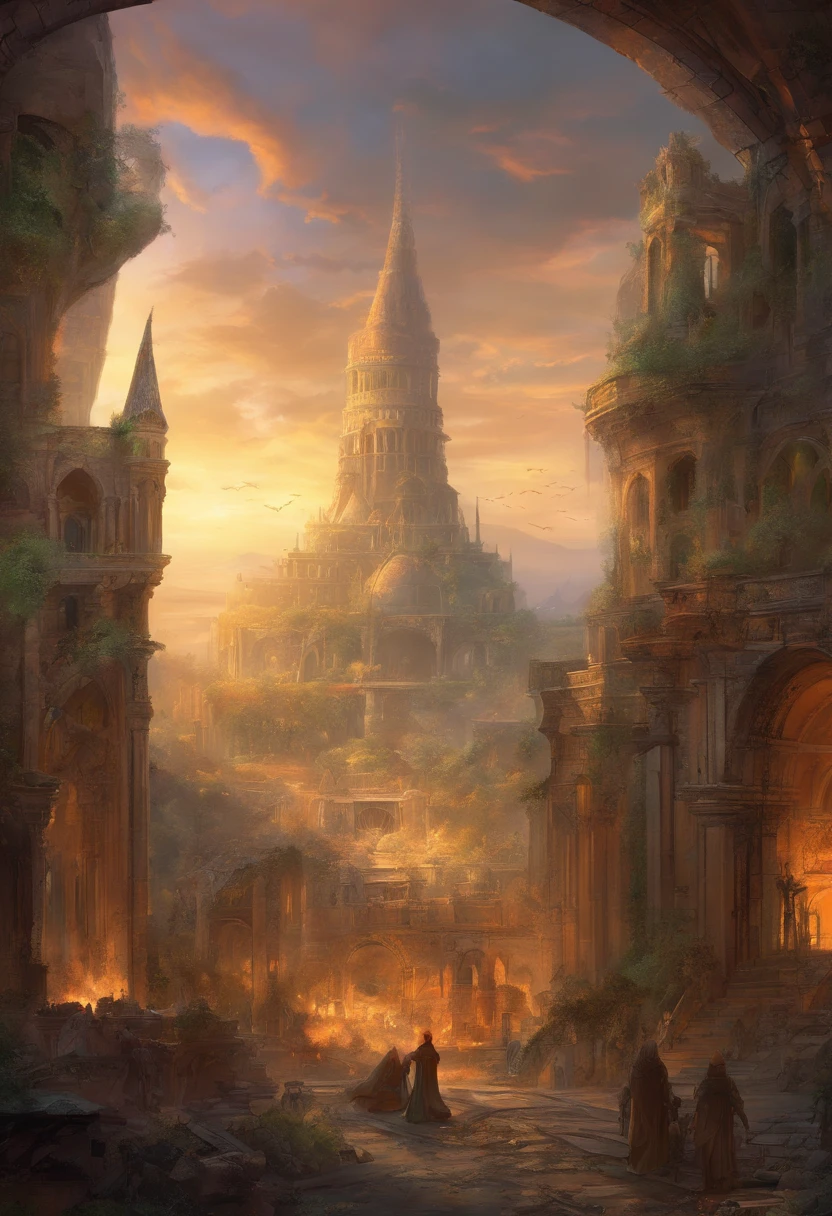 apocalypse, the ruins of Paris, higly detailed, Every detail of the picture is visible, An epic panorama of a ruined city