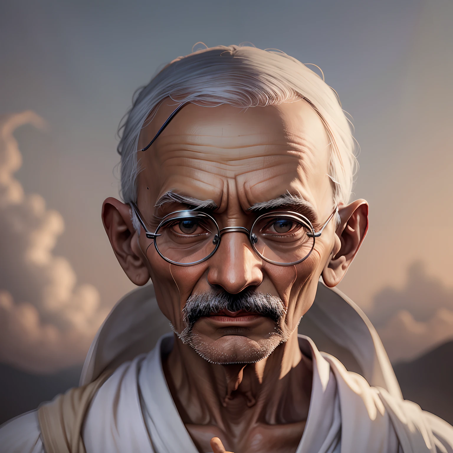 The usually calm and composed Mahatma Gandhi takes on a new persona, his movements swift and calculated as he leads his followers into battle, his eyes reflecting the fire within.