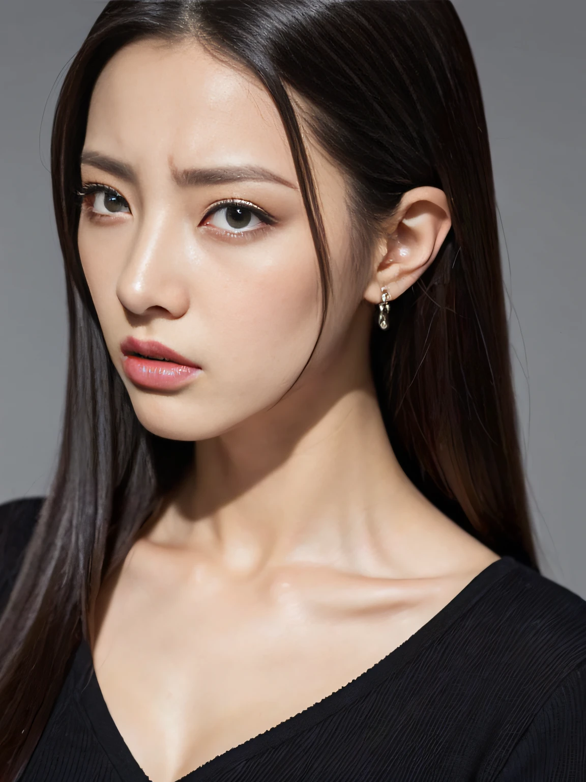 Sexy and cool beauty、angry expressions