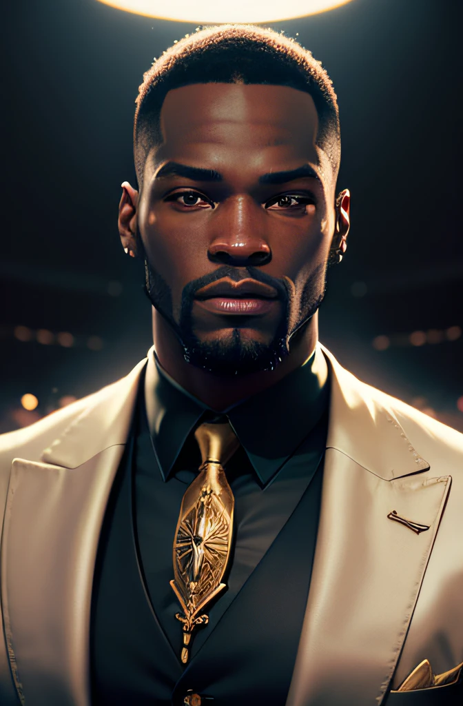 Deontay Wilder, portrait haut du corp, boxe, Look into the camera, specular lighting, Volumetric light of the face