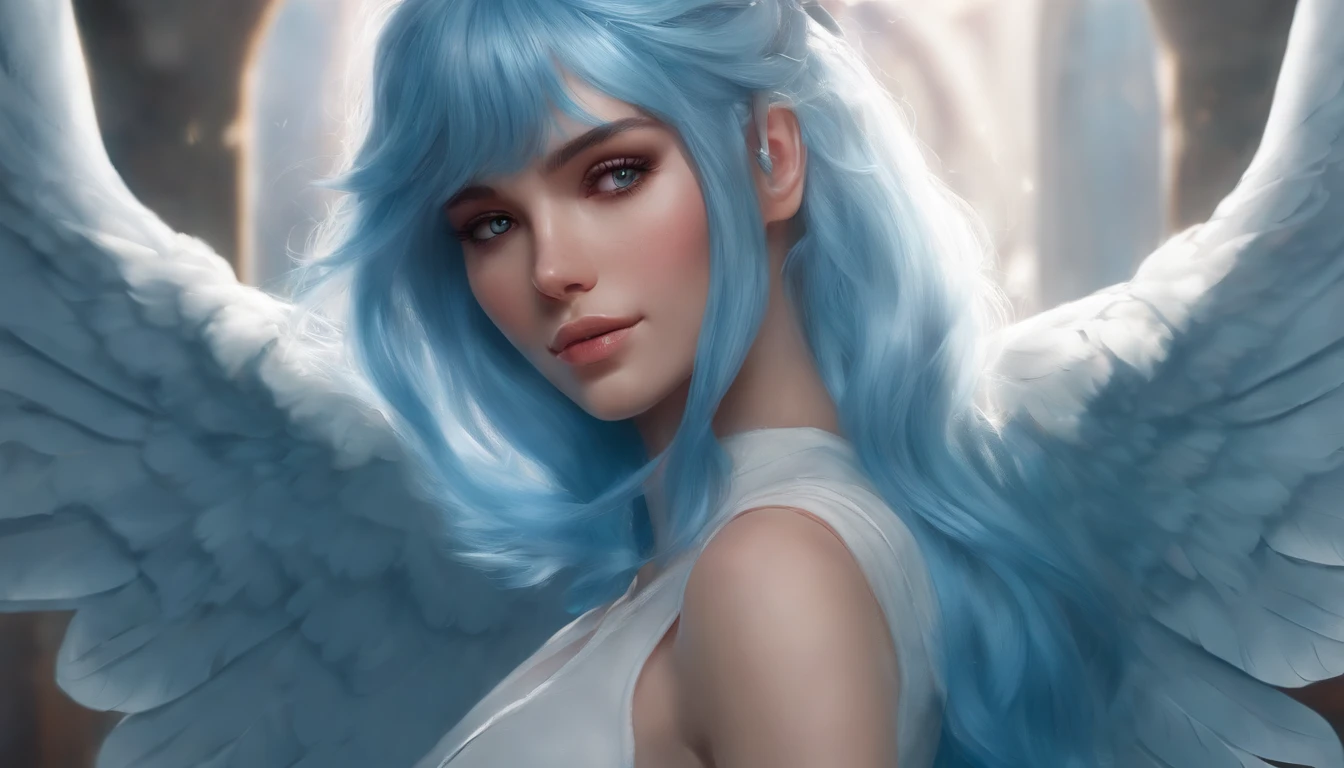 Close up of a woman with blue hair and wings, Extremely detailed Artgerm, as seen on artgerm, ! Dream art germ, Artistic germ style, IG model | Art germ, Bunny Girl, in the style artgerm, Style Artgerm, Artgerm Plat, trending on cgstation, Art germ. anime illustration